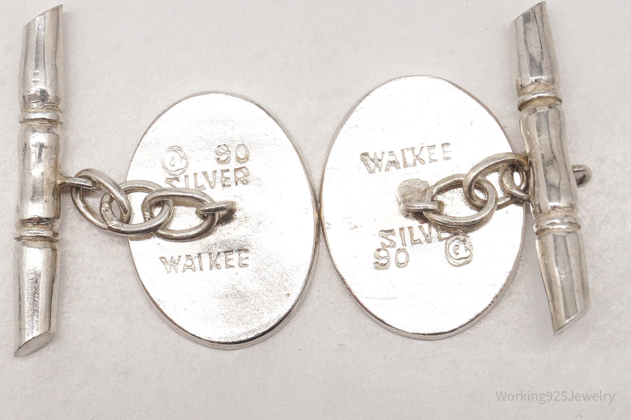 Vintage Chinese Waikee Bamboo 90 Silver Cufflinks