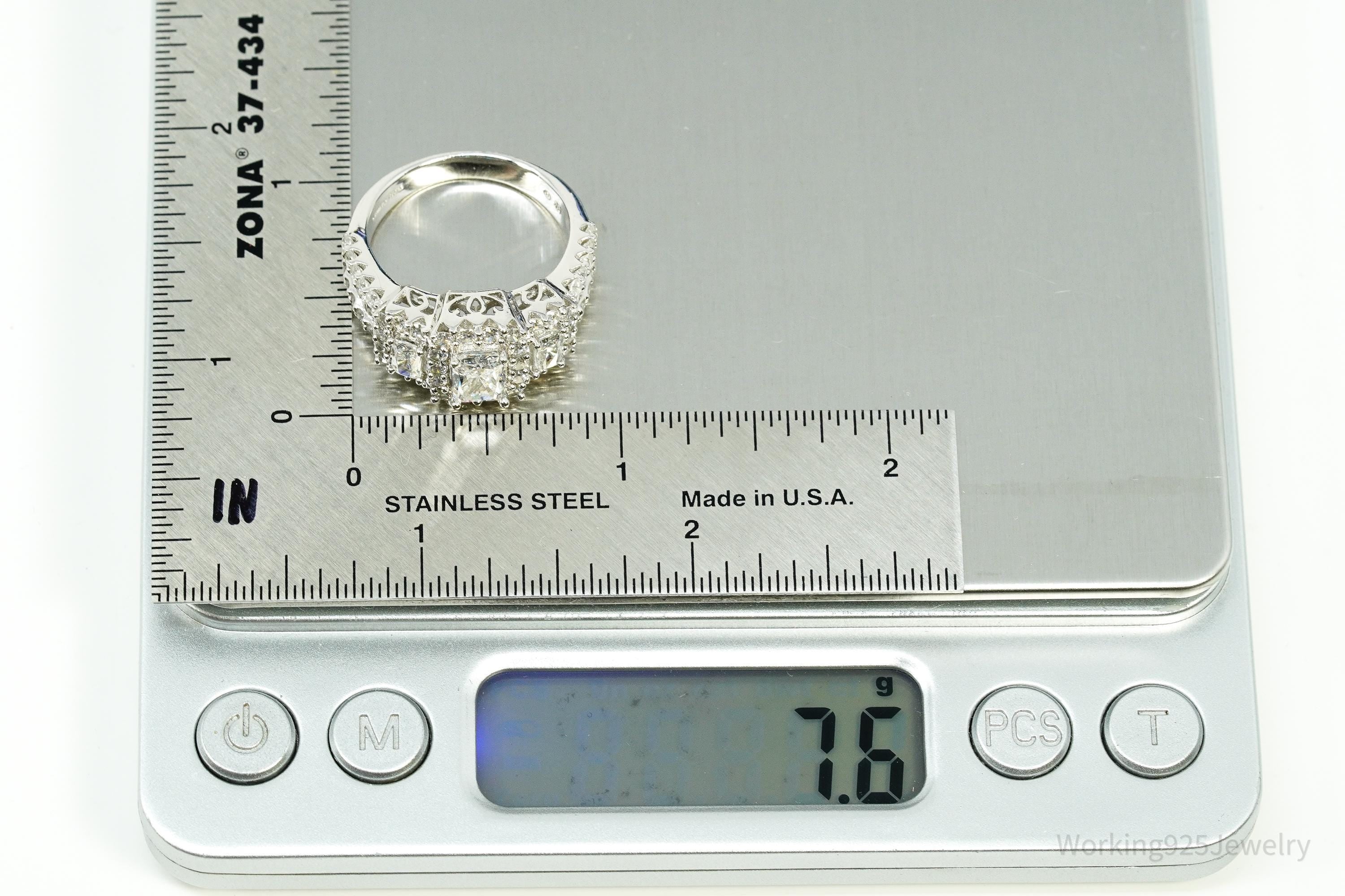 Vintage Cubic Zirconia Sterling Silver Ring Size 9
