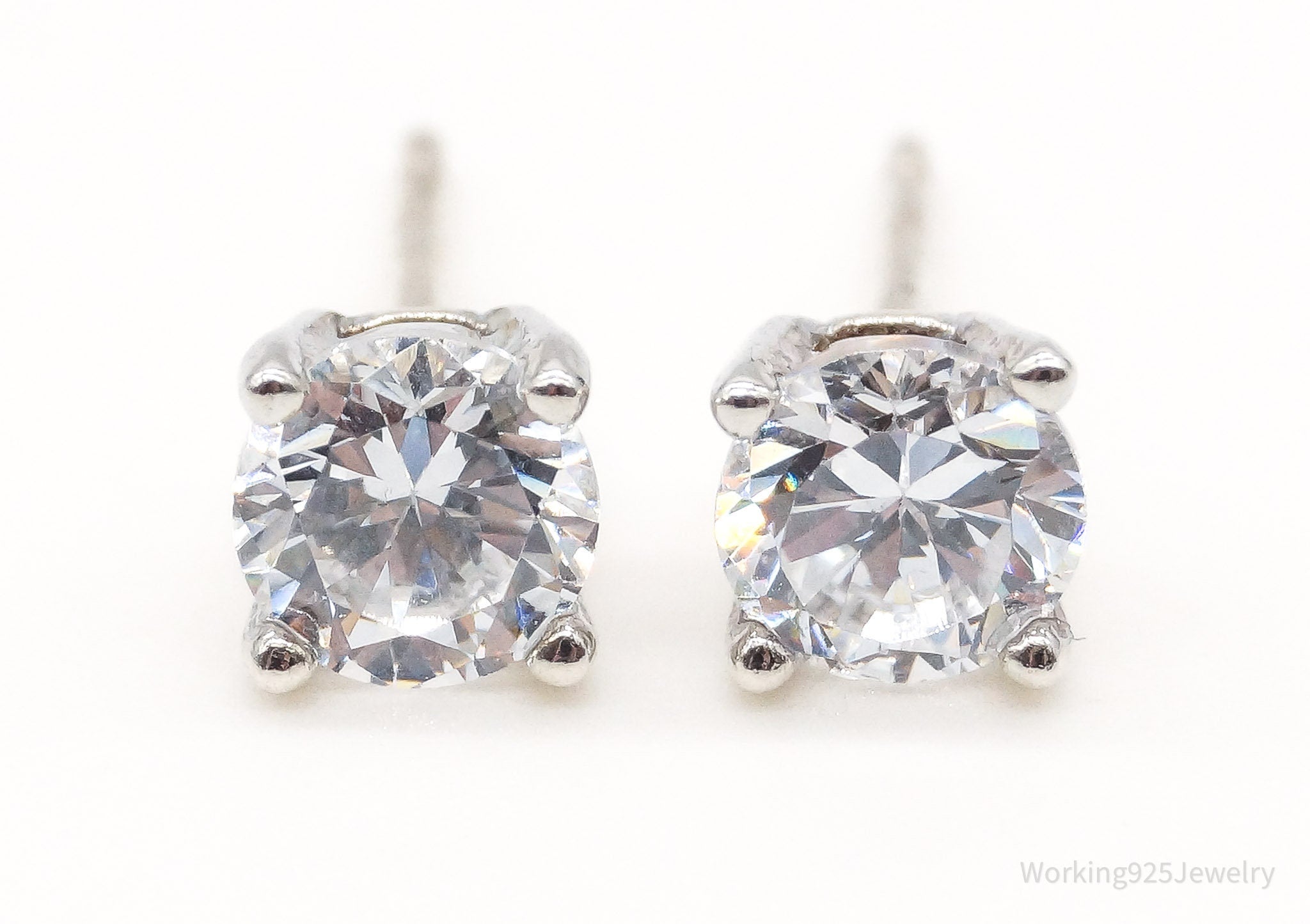 Vintage Cubic Zirconia Sterling Silver Earrings
