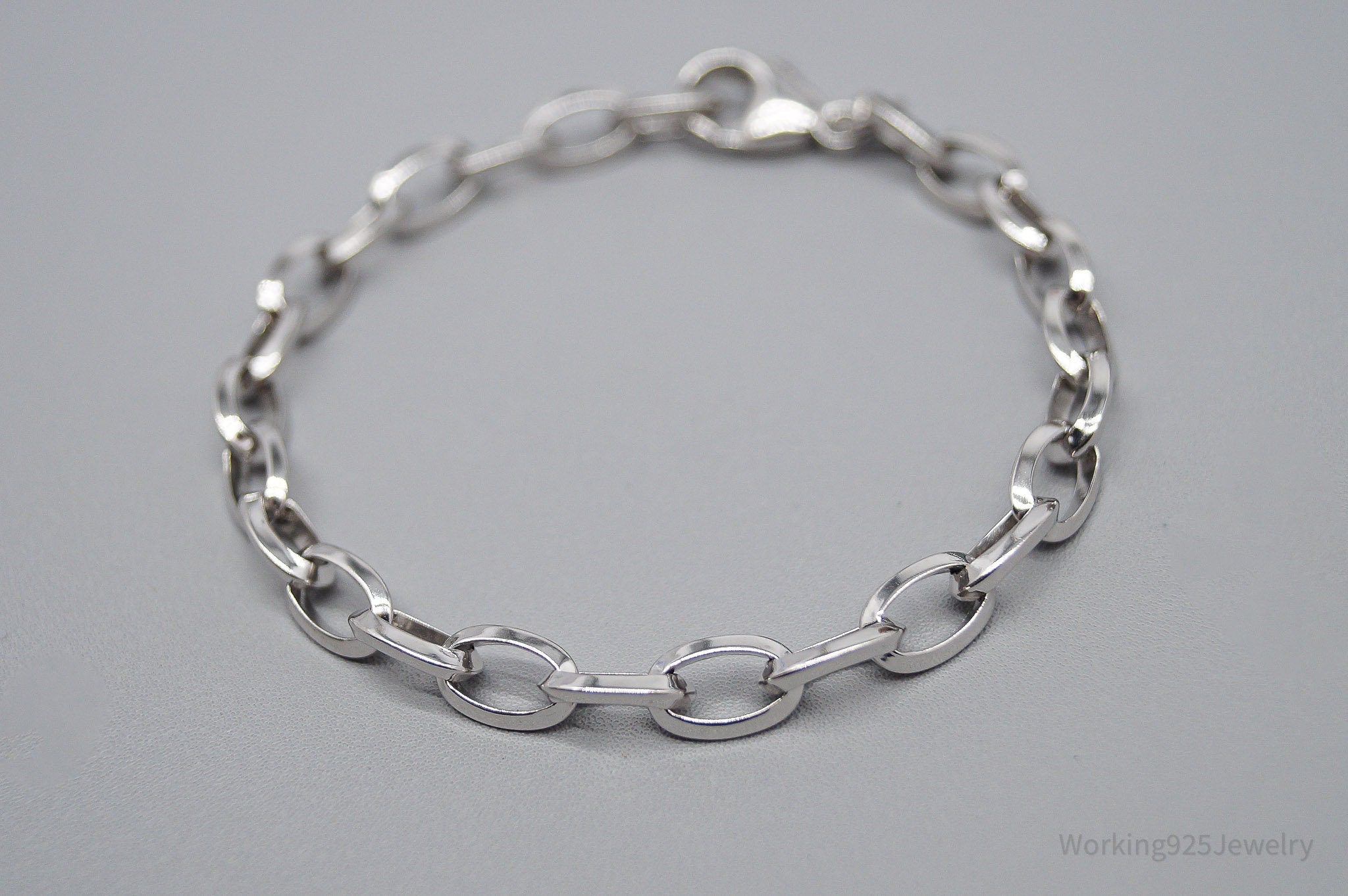 Vintage Chain Link Sterling Silver Bracelet - 7.5"