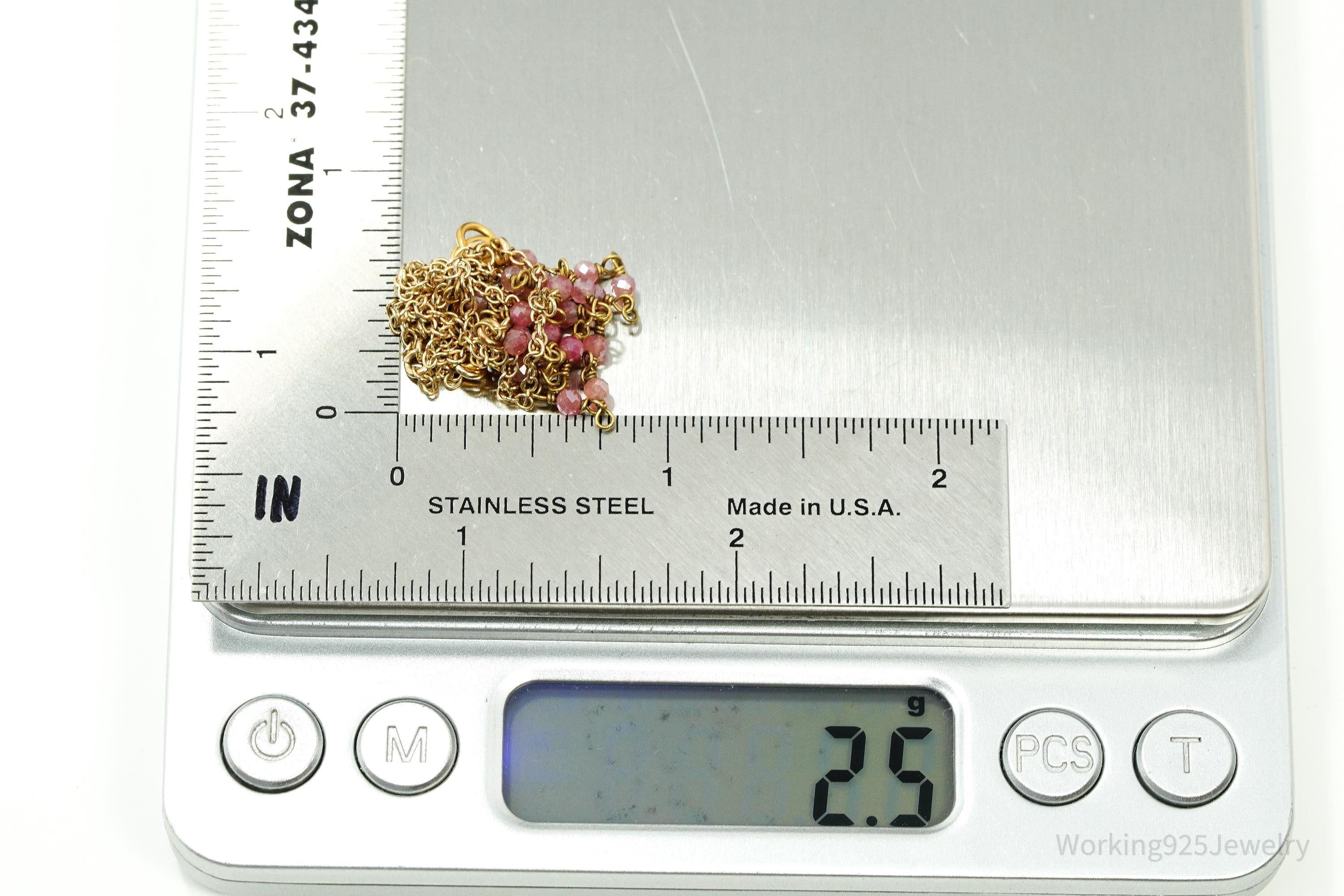 Vintage Pink Tourmaline 14K Yellow Gold Filled Necklace 19"