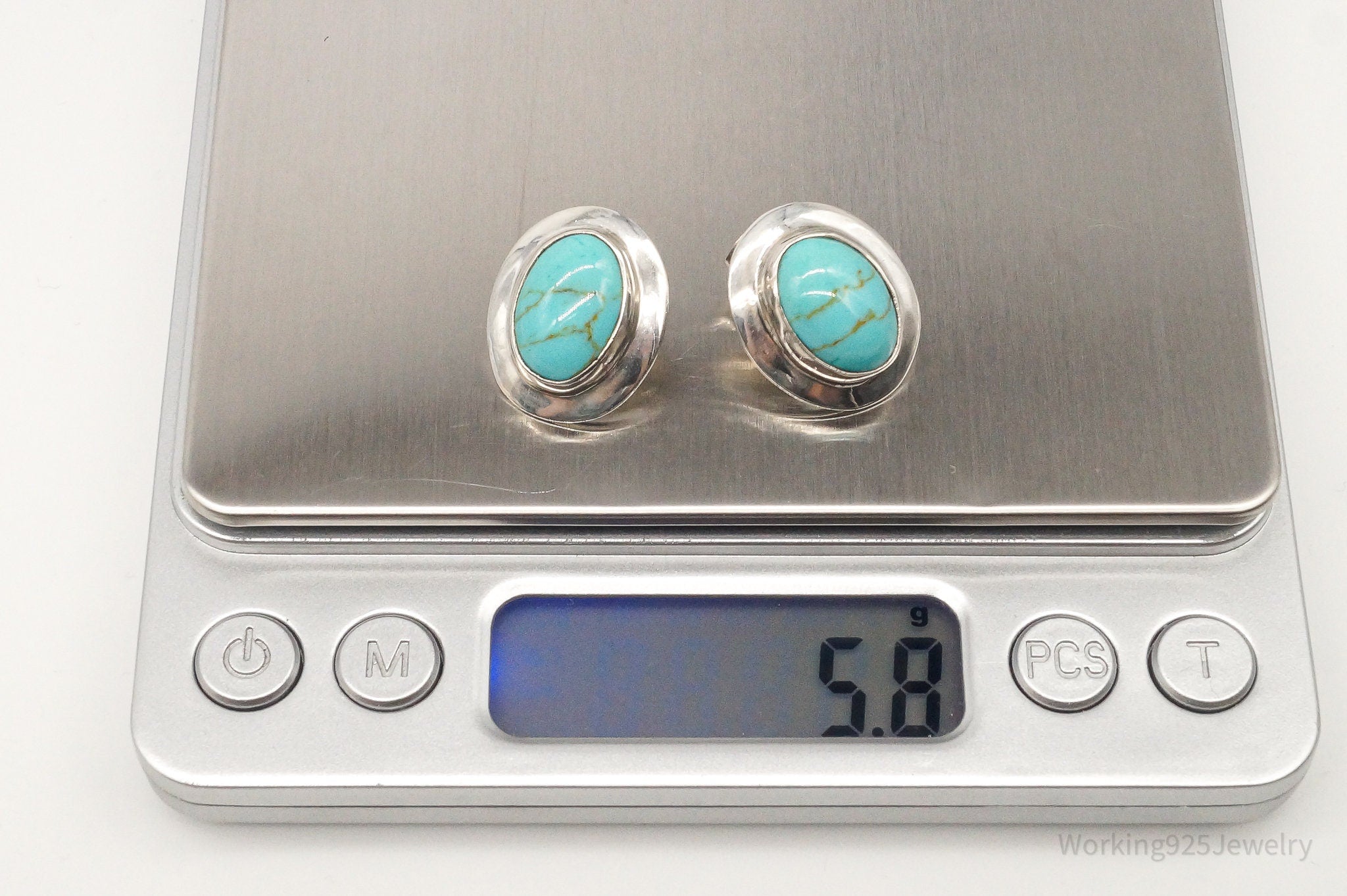 Vintage Mexico Turquoise Sterling Silver Southwestern Style Earrings