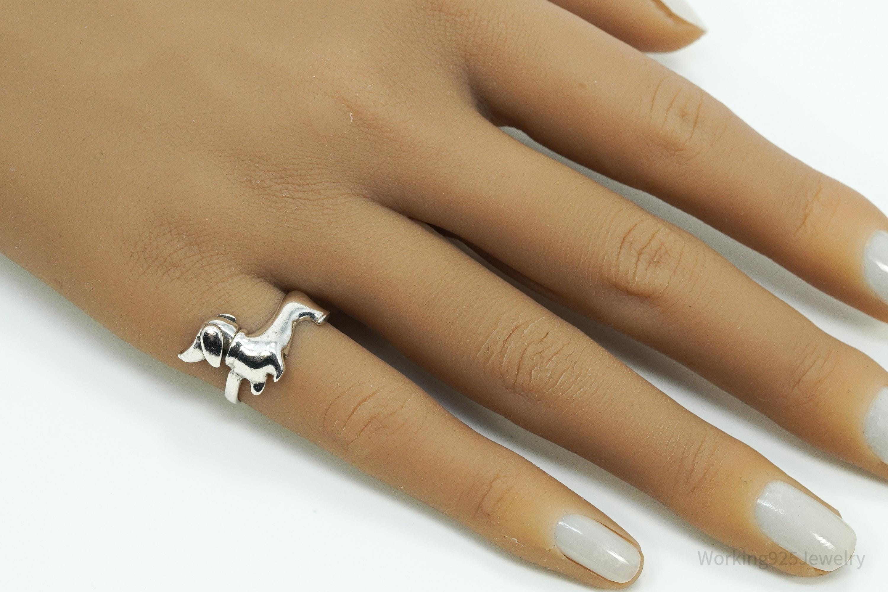 Vintage Dachshund Sterling Silver Ring - Size 6