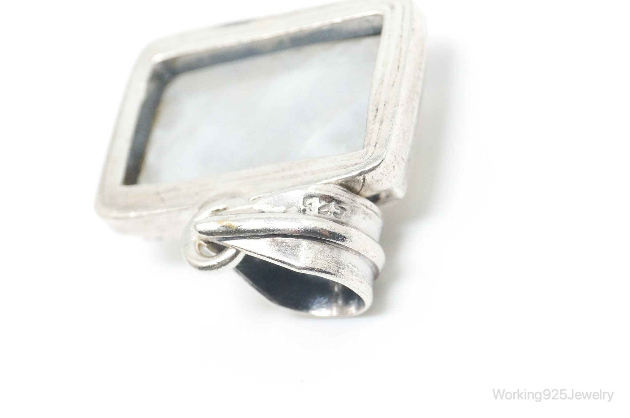 Vintage Large Moonstone Sterling Silver Necklace Pendant