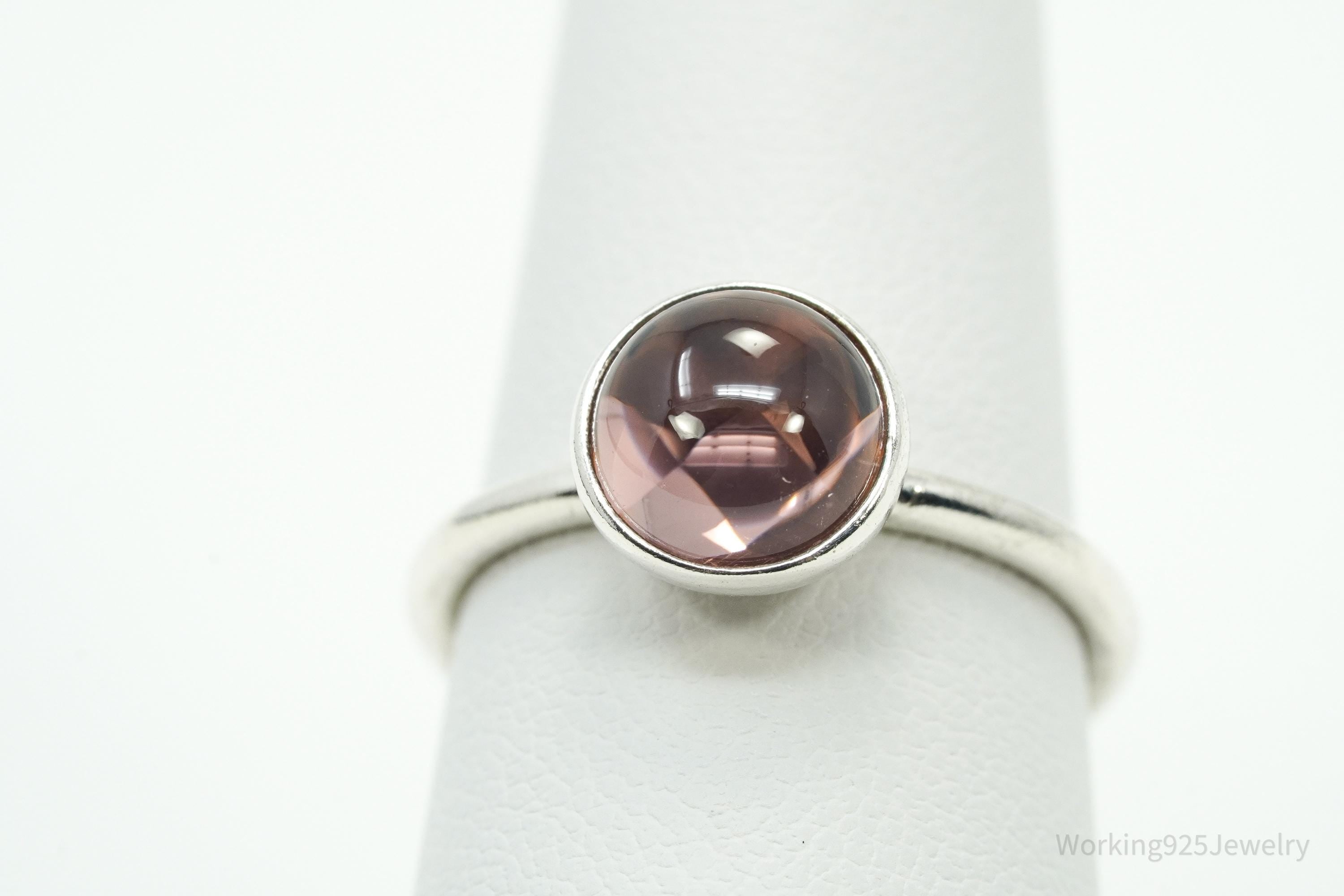 Pandora Retired Blush Pink Crystal Sterling Silver Ring - Size 6
