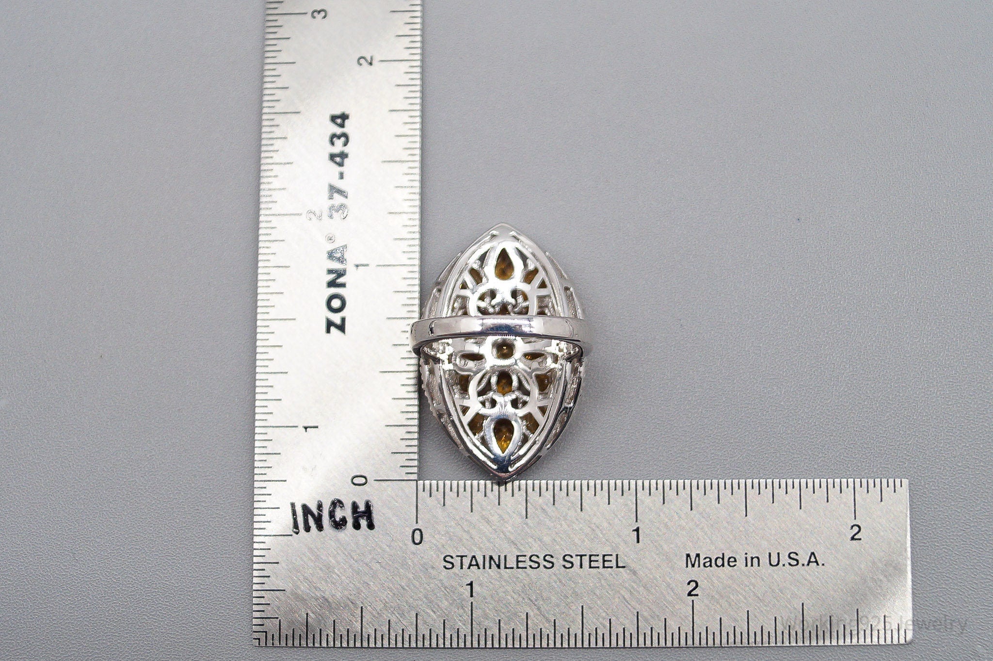 Vintage Citrine Sterling Silver Ring - Size 6.25