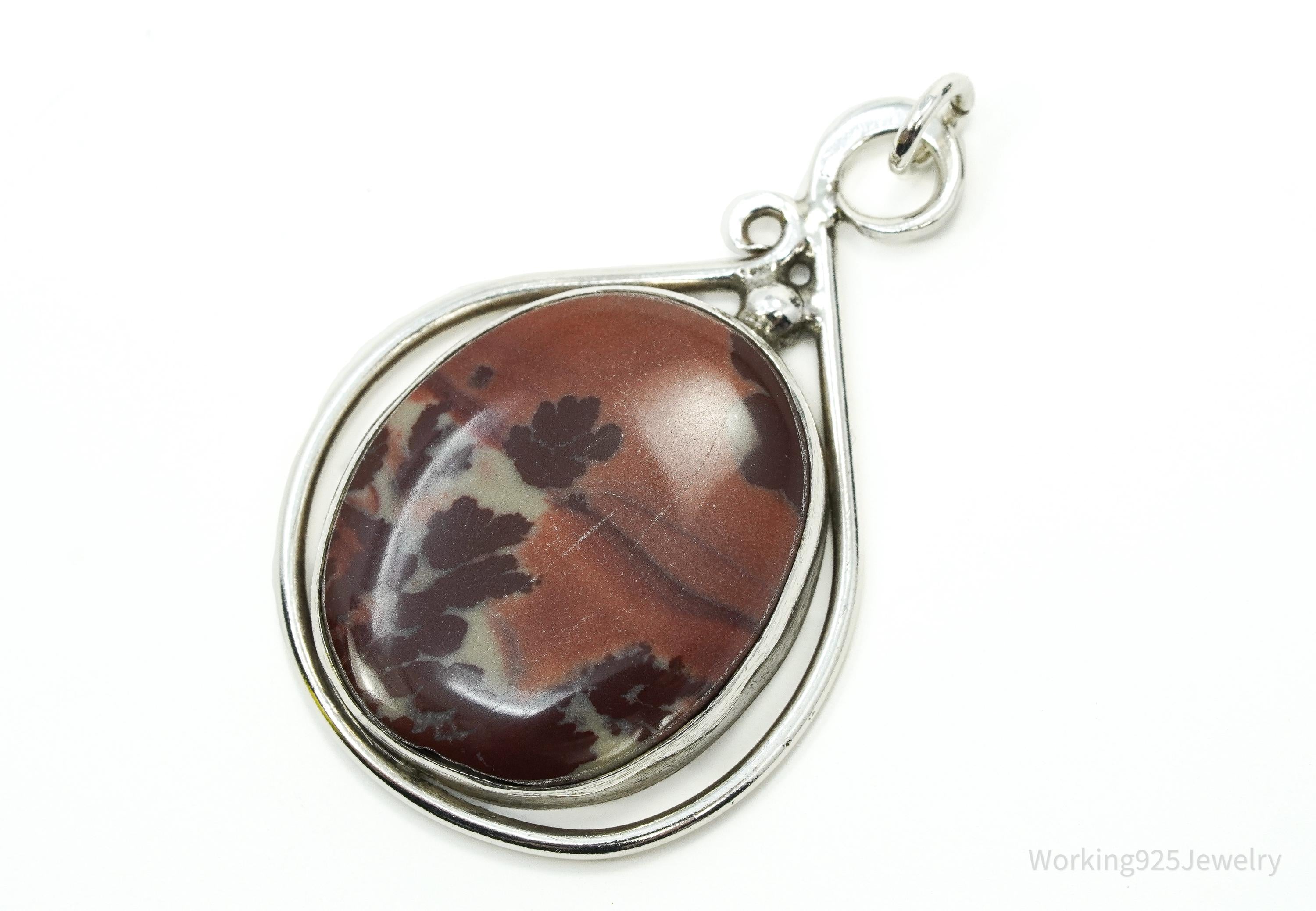 Vintage Jasper Sterling Silver Necklace Pendant