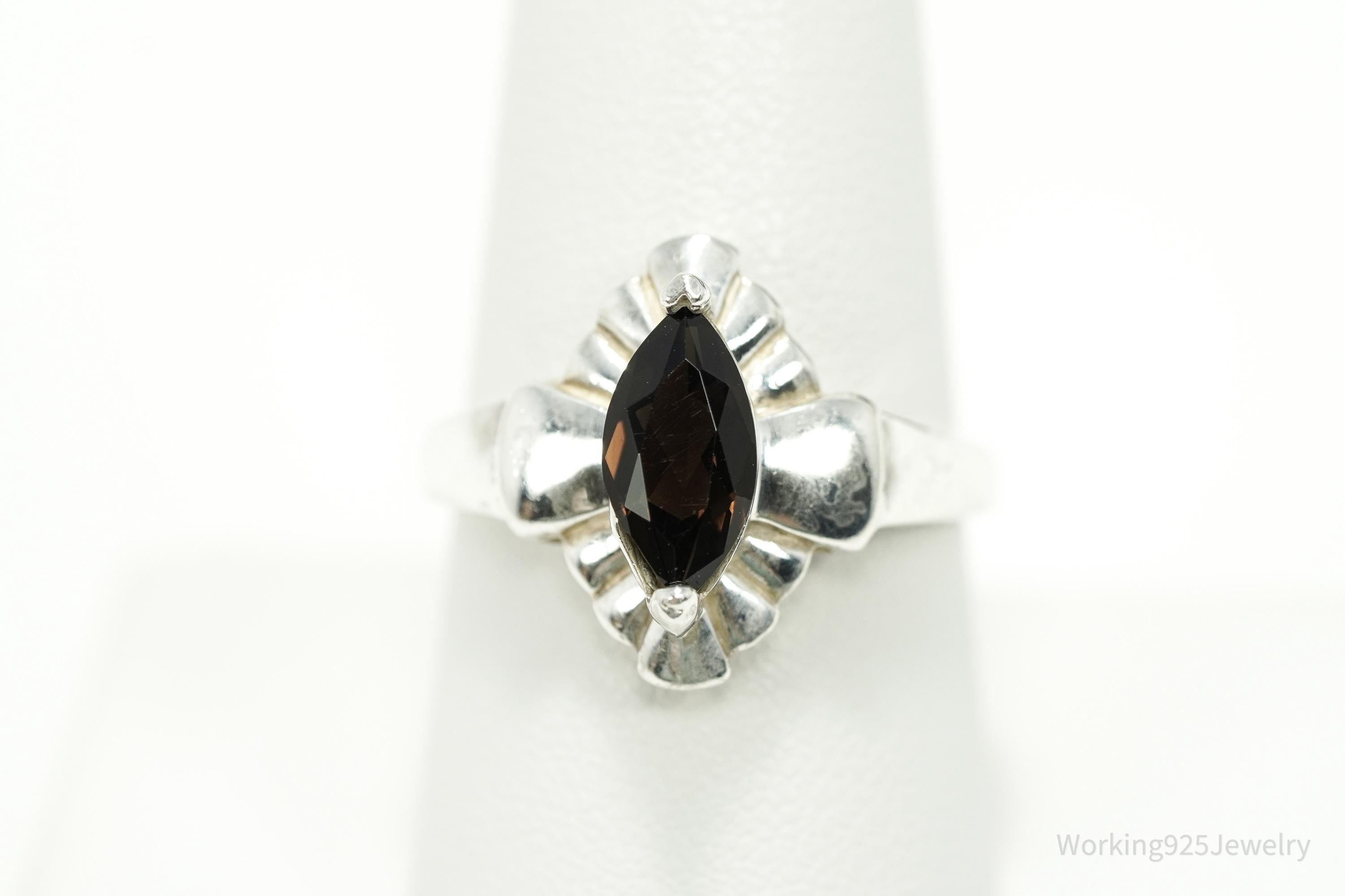 Vintage Smoky Topaz Sterling Silver Ring - Size 8.75