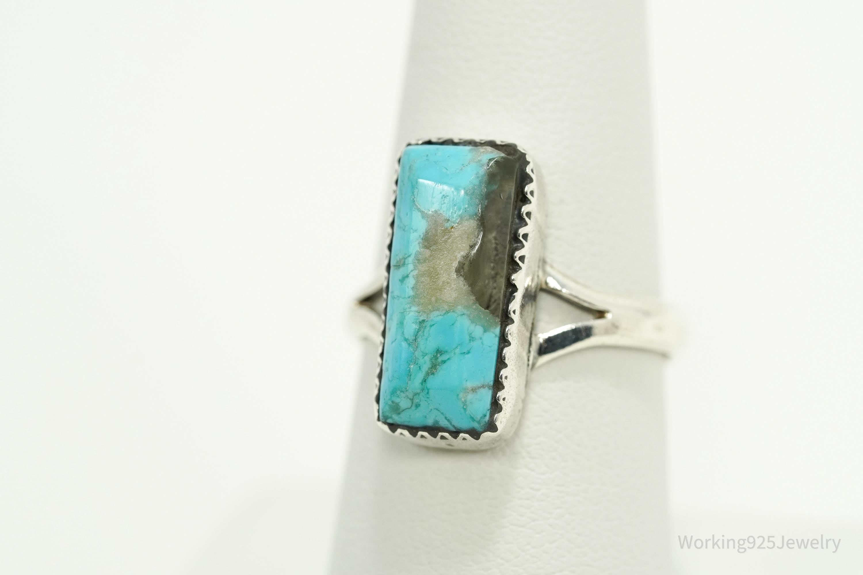 Vintage Mexican Turquoise 950 Silver Ring - Size 8.25