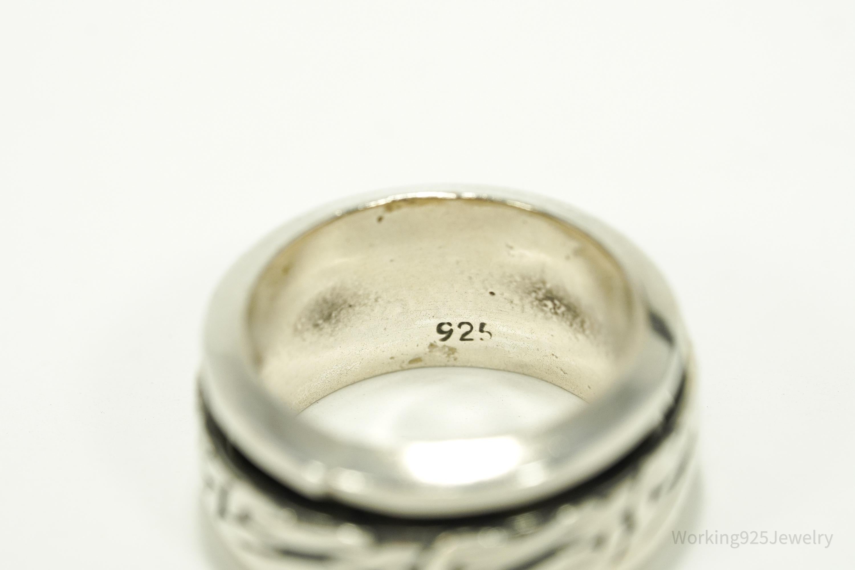 Vintage Celtic Knots Pattern Sterling Silver Spinner Band Ring - Size 6.5