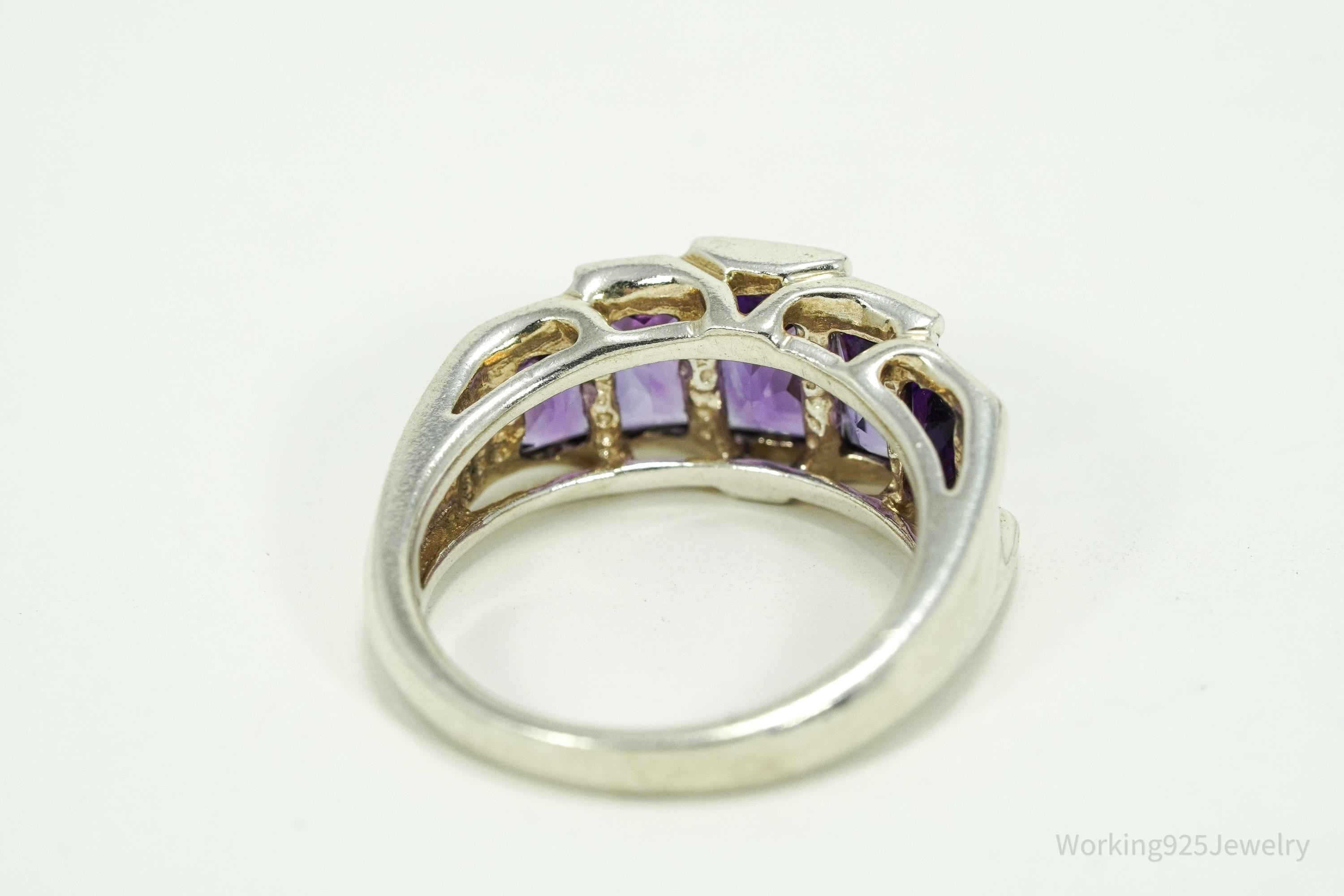 Vintage Amethyst Sterling Silver Ring - Size 6