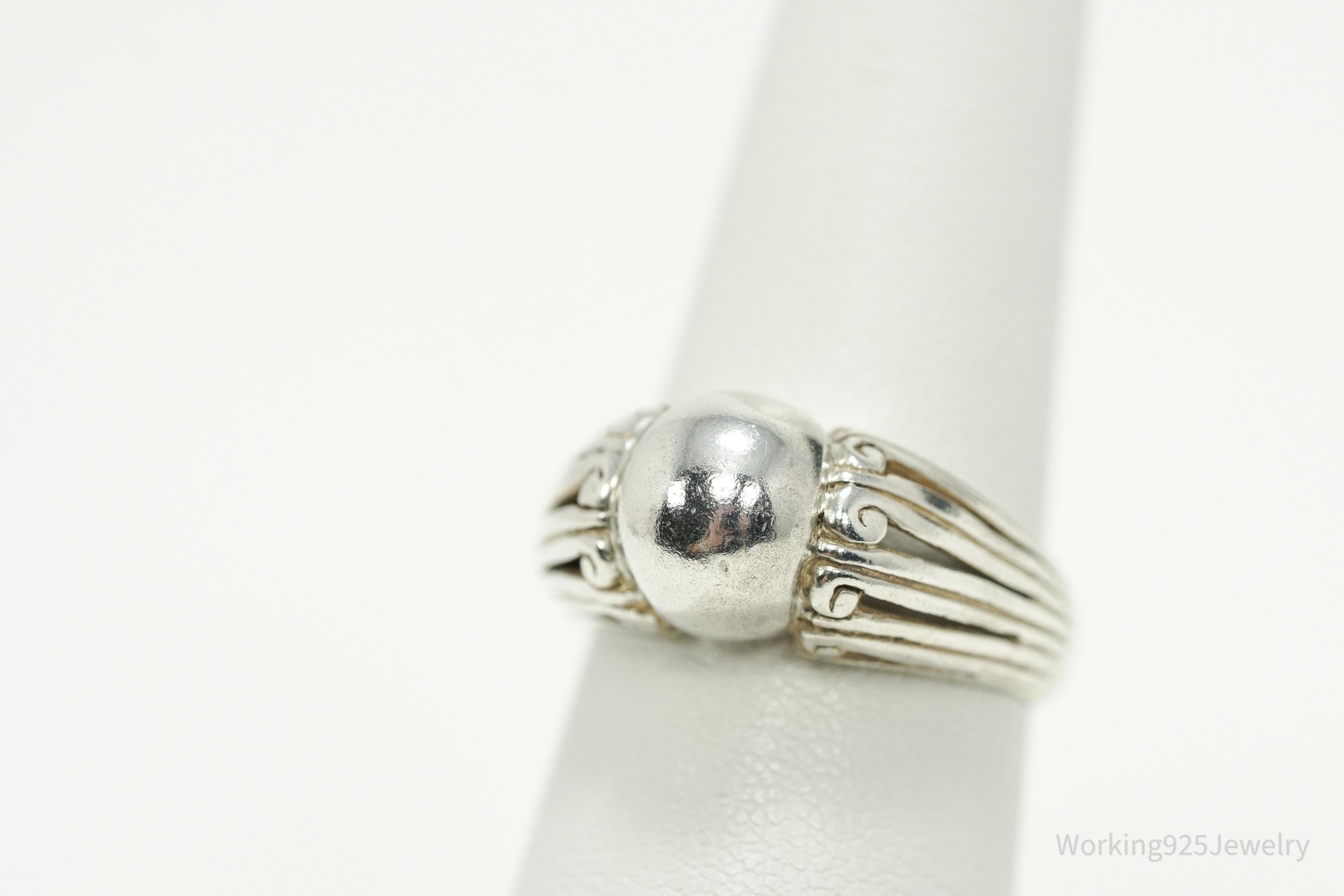 Vintage Art Deco Style Sterling Silver Ring - Size 6.25