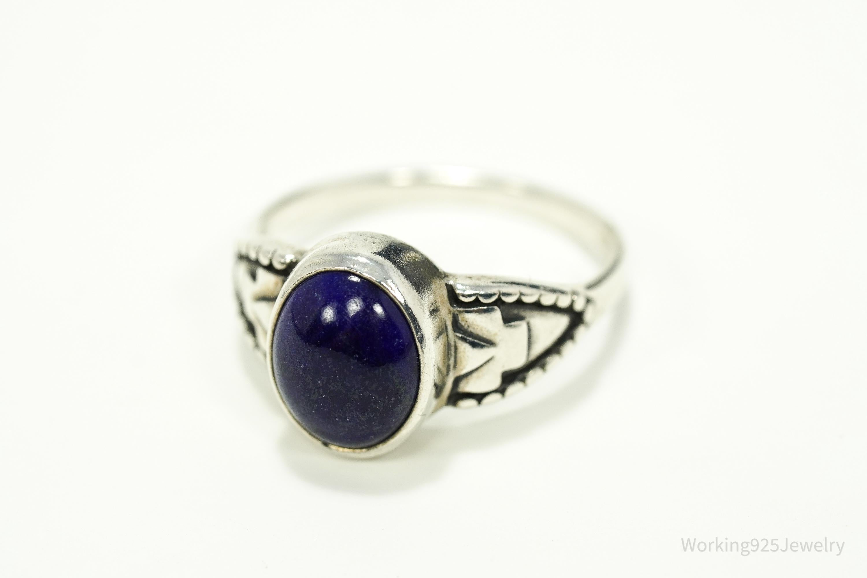Vintage Lapis Lazuli Sterling Silver Ring - Size 8