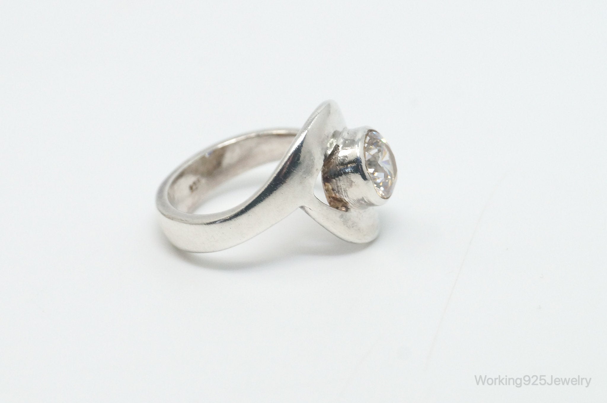 Vintage Cubic Zirconia Sterling Silver Ring - Size 5