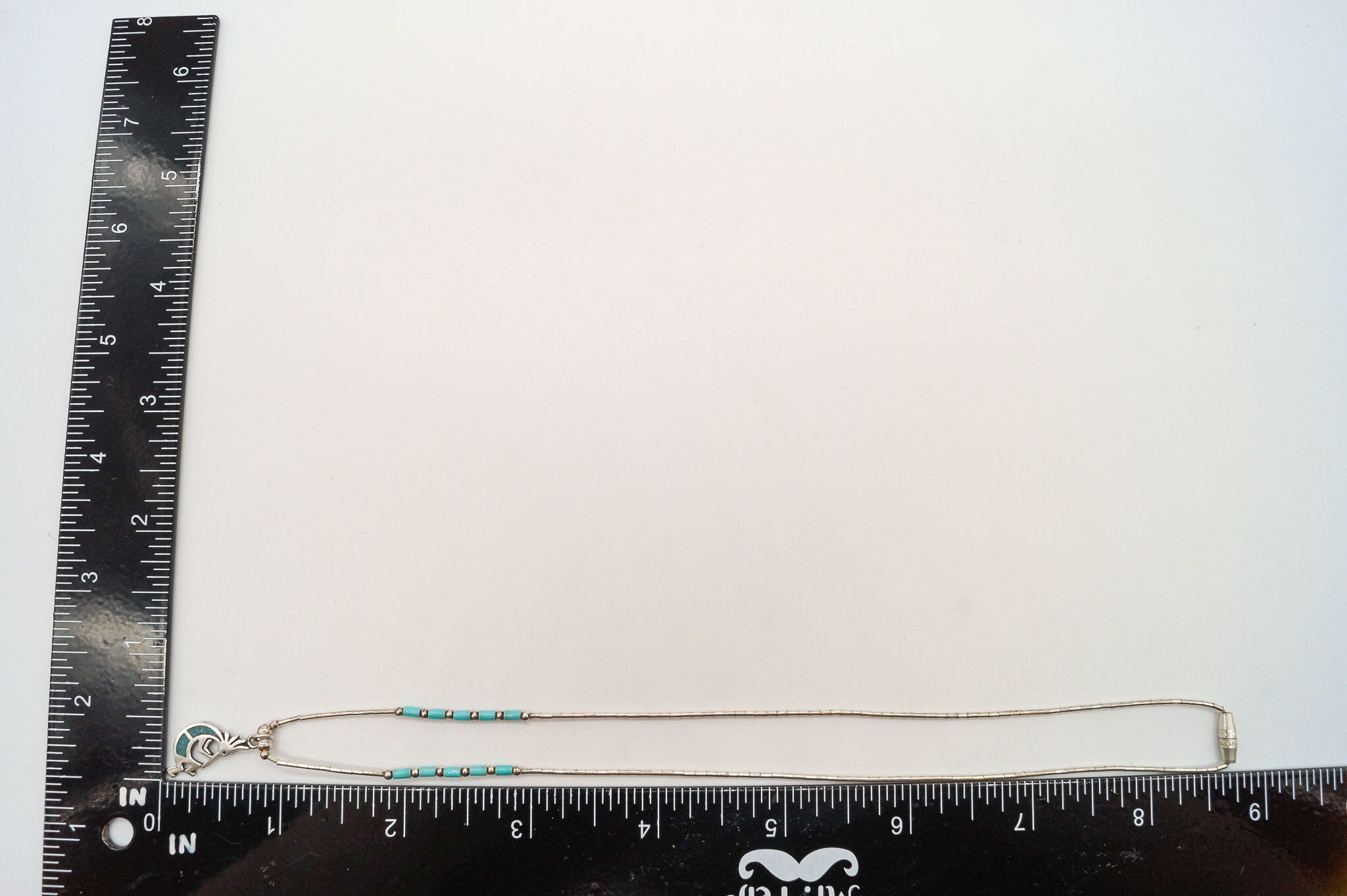 Vintage Native America Turquoise Dancing Kokopelli Sterling Silver Necklace