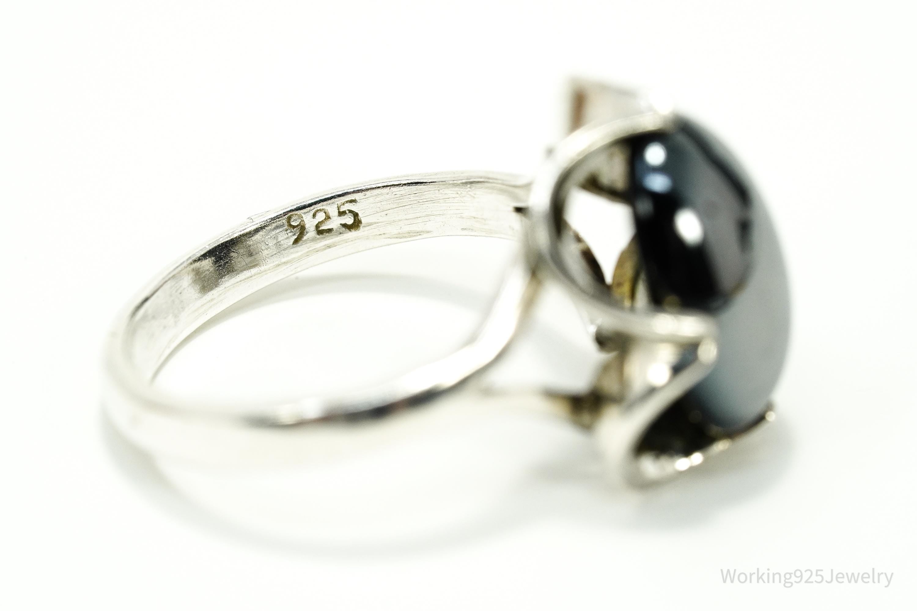 Vintage Hematite Sterling Silver Ring - Size 8