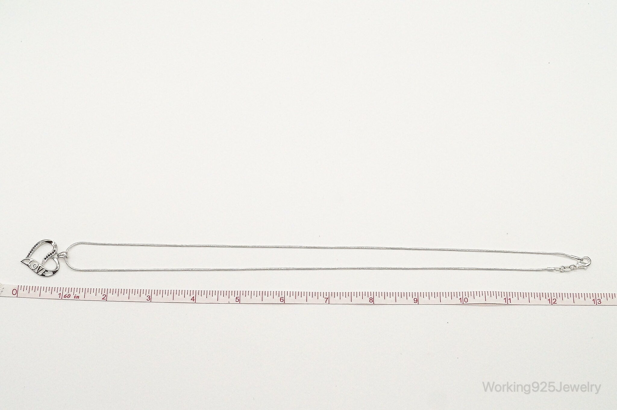 Sapphire Heart "LOVE" Sterling Silver Necklace