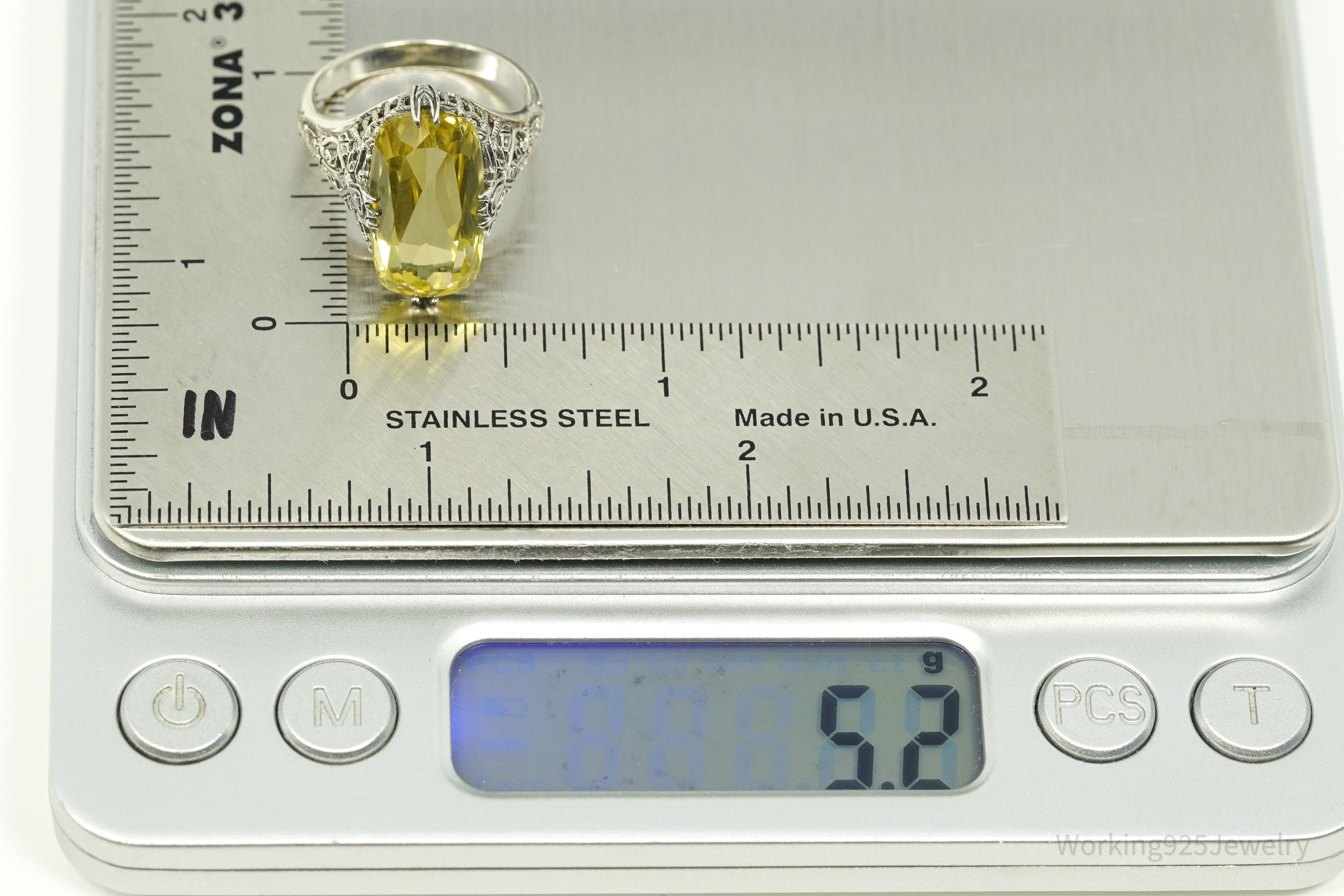 Vintage Designer CNA Citrine Sterling Silver Ring - Size 7