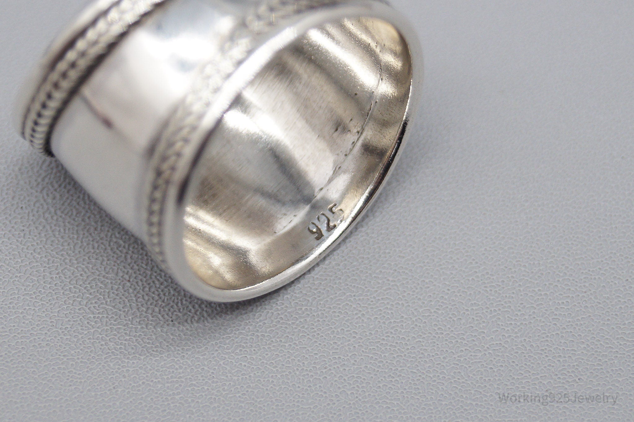 Vintage Sterling Silver Wide Band Ring - Size 7.75