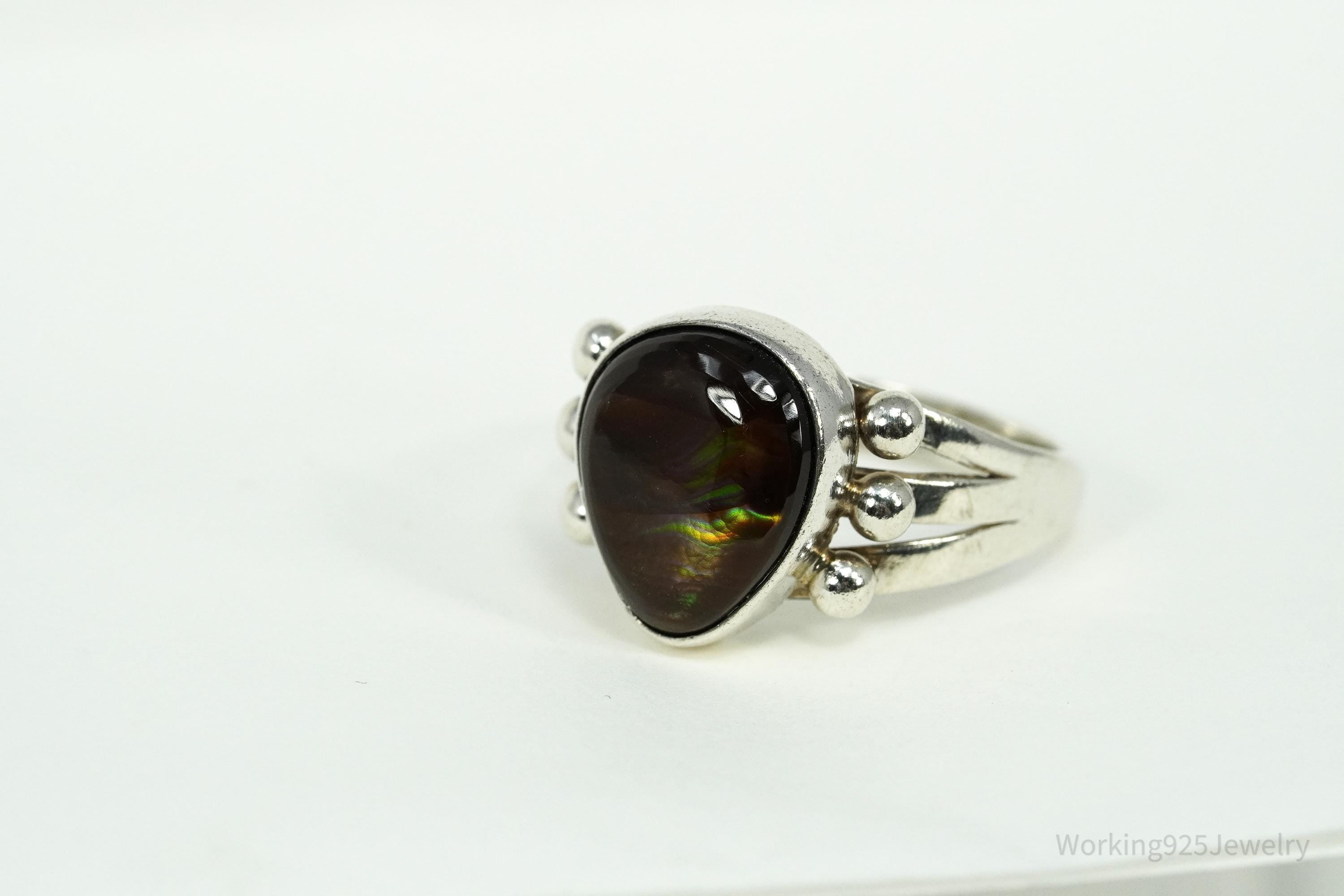 Vintage Mexico Fire Agate Sterling Silver Ring - Size 9