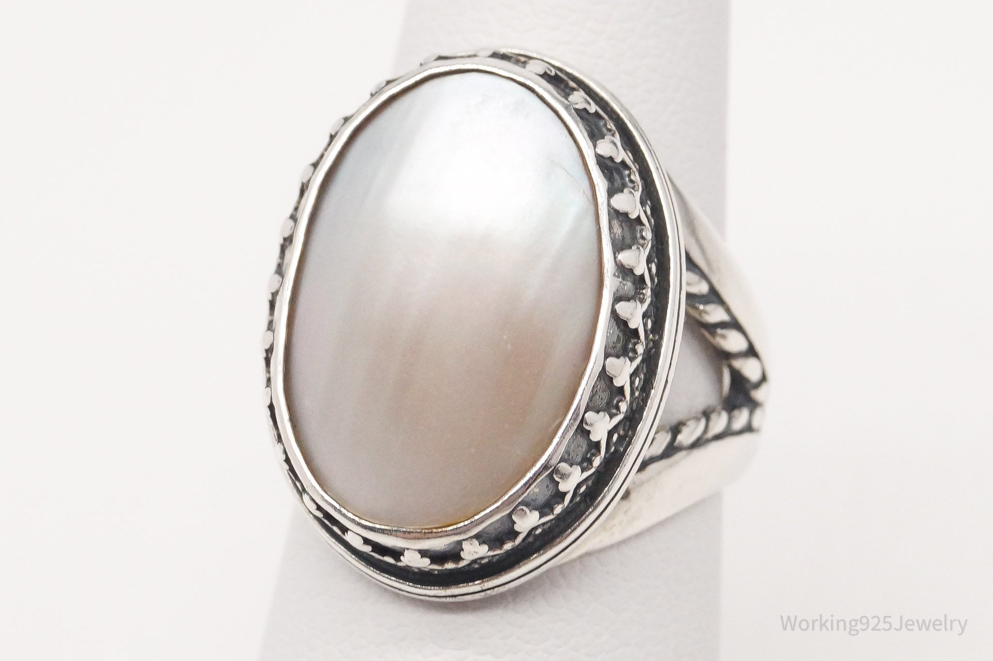 Vintage Southwestern Designer Carolyn Pollack Pearl Sterling Silver Ring Size 6