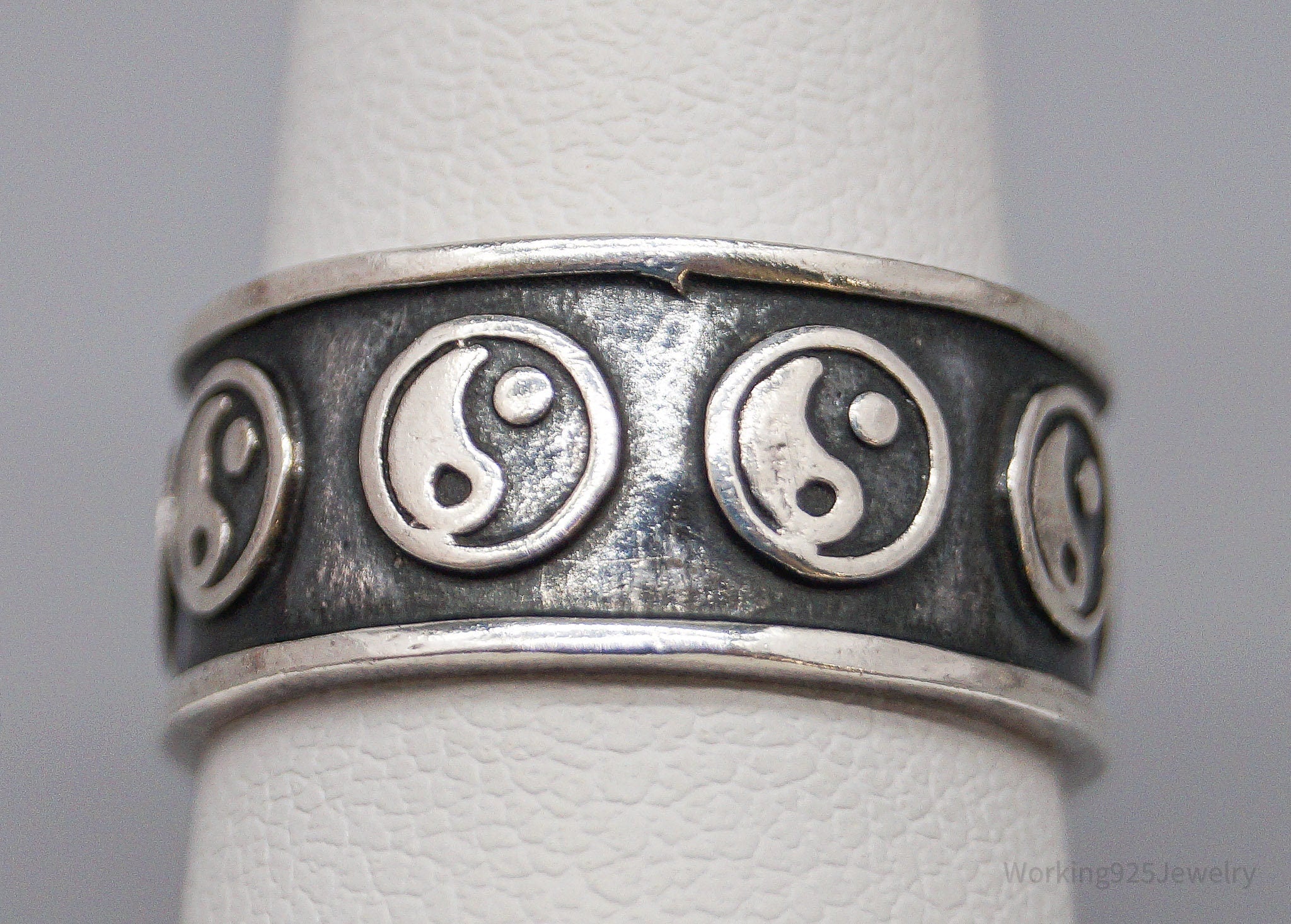 Vintage Yin And Yang Sterling Silver Band Ring - Size 6.5