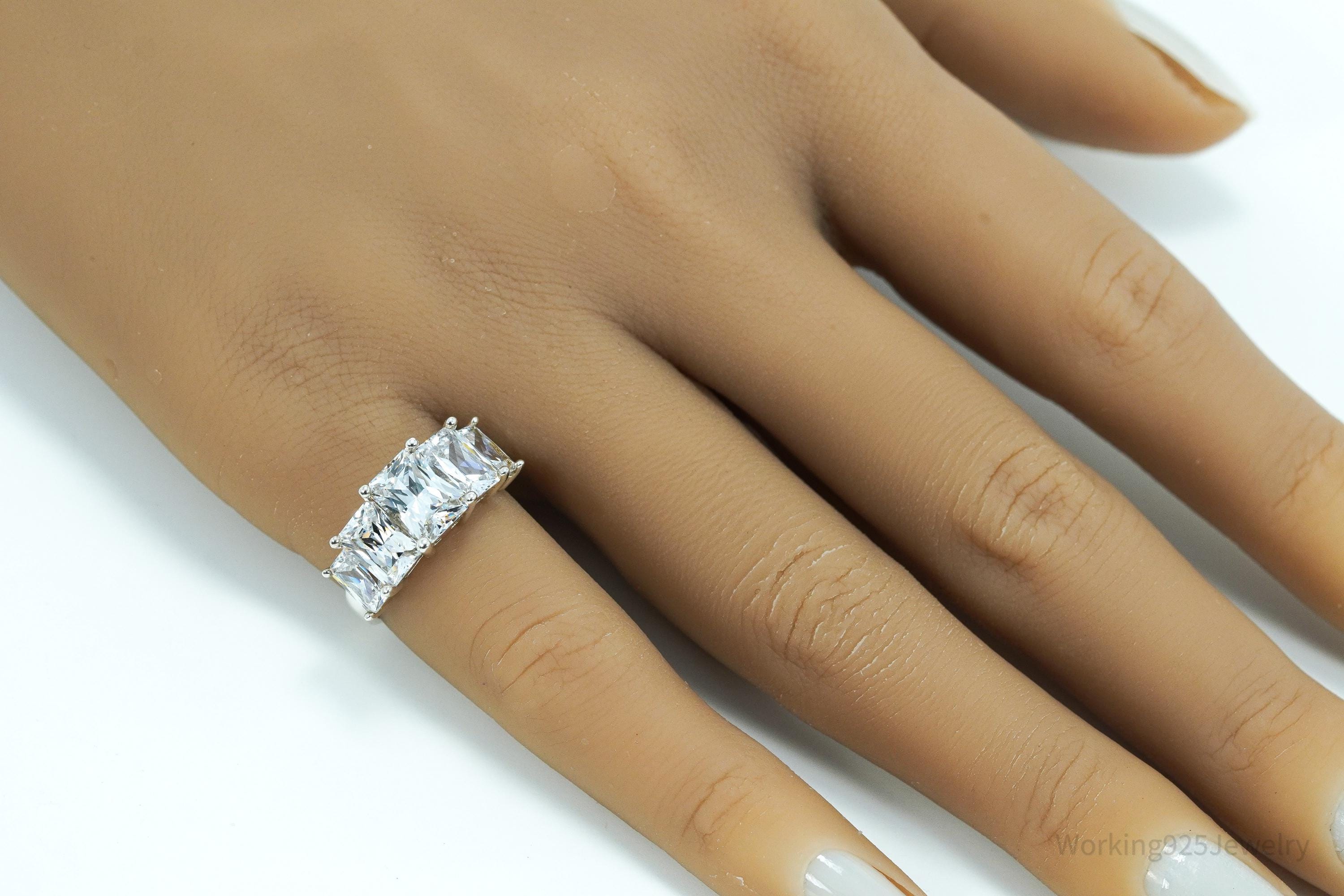 Vintage Diamonique Cubic Zirconia Sterling Silver Ring - Size 5.25