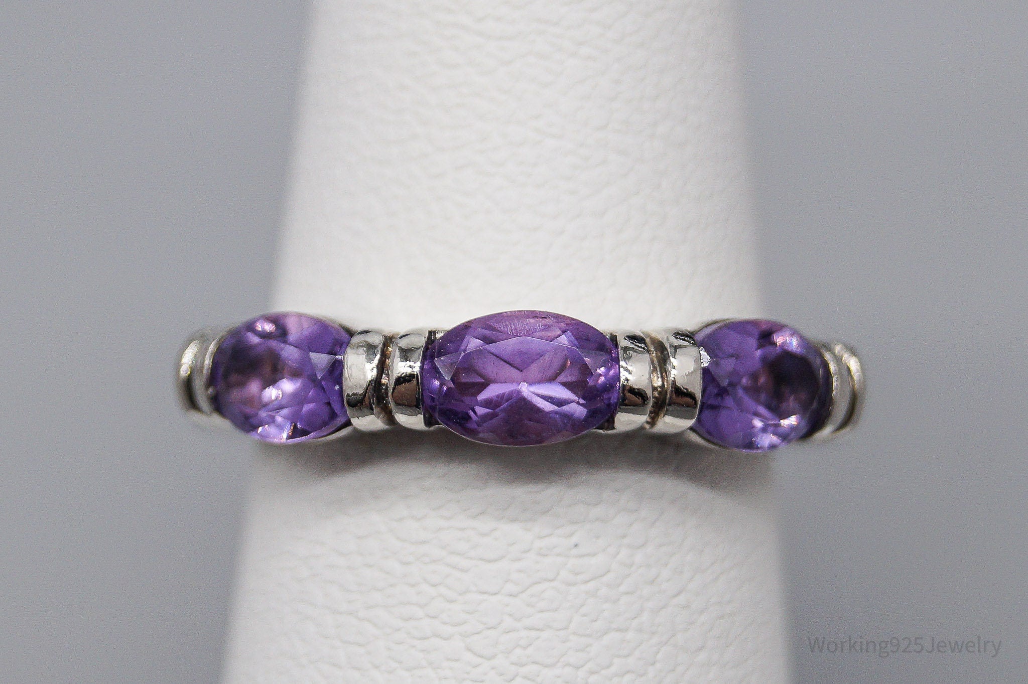 Vintage Amethyst Sterling Silver Ring - Size 6