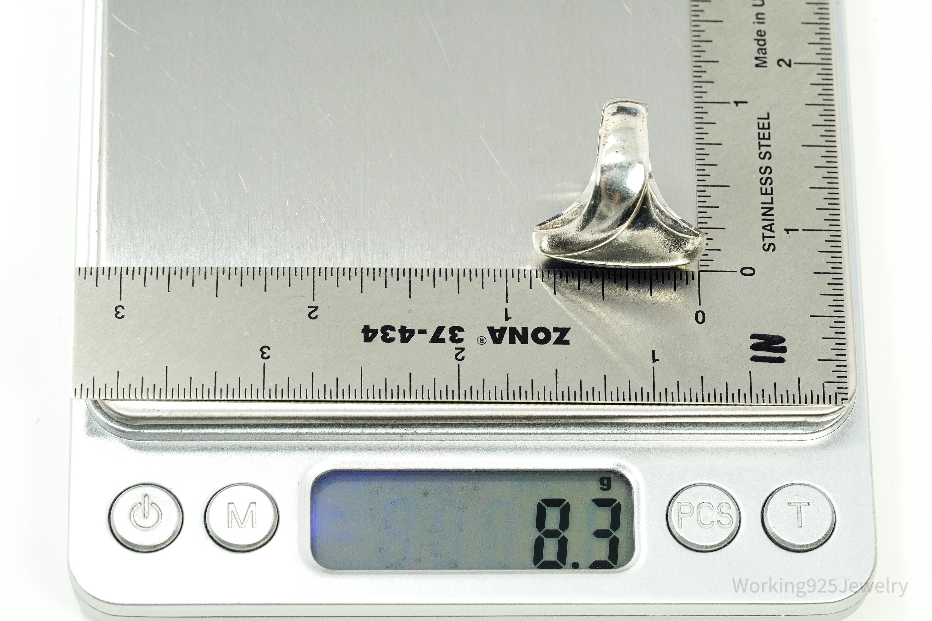 Vintage Designer Kabana KBN Lapis Lazuli Sterling Silver Ring - Size 6.25