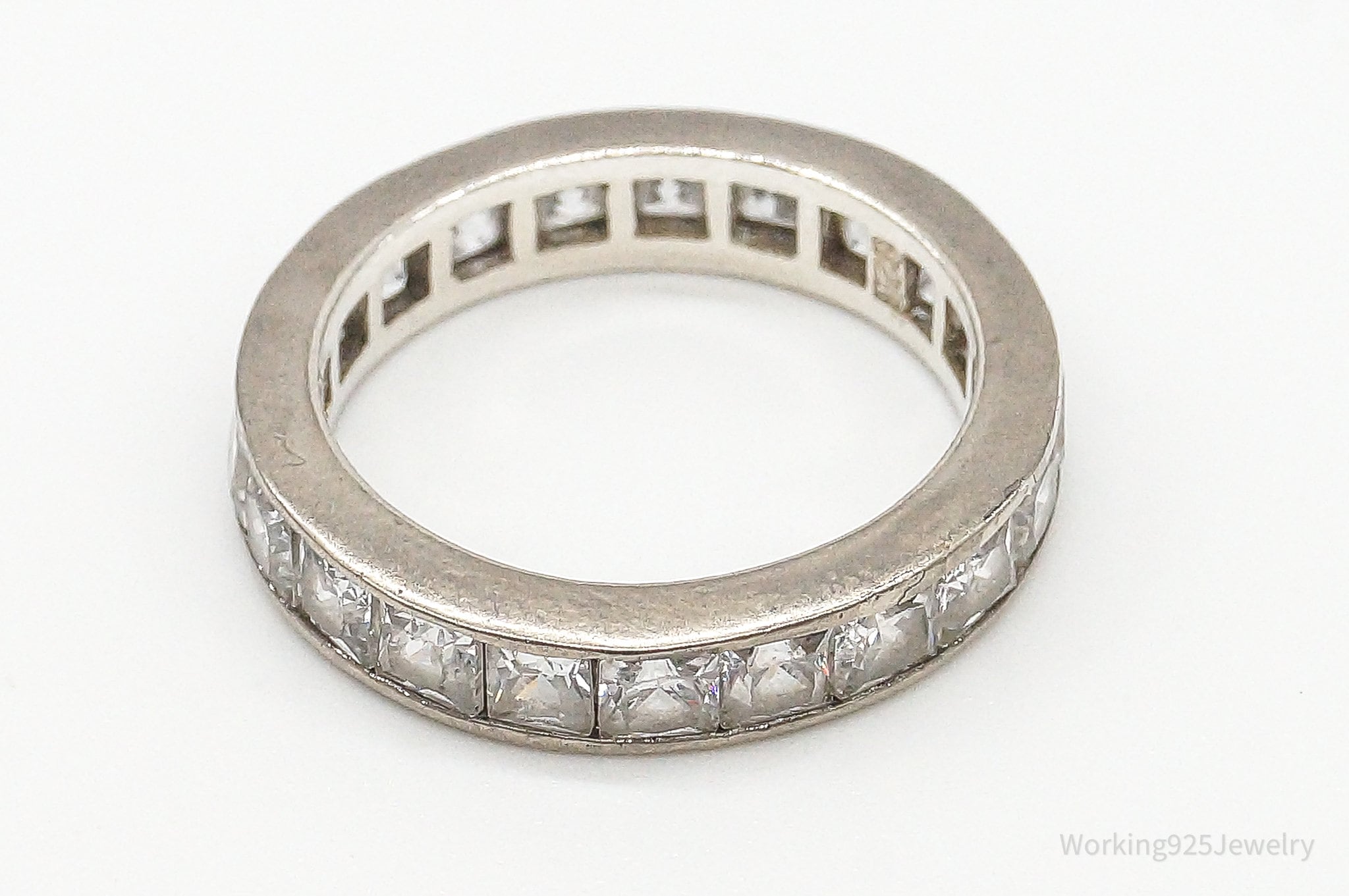 Vintage Eternity Band Cubic Zirconia Sterling Silver Ring - Size 6