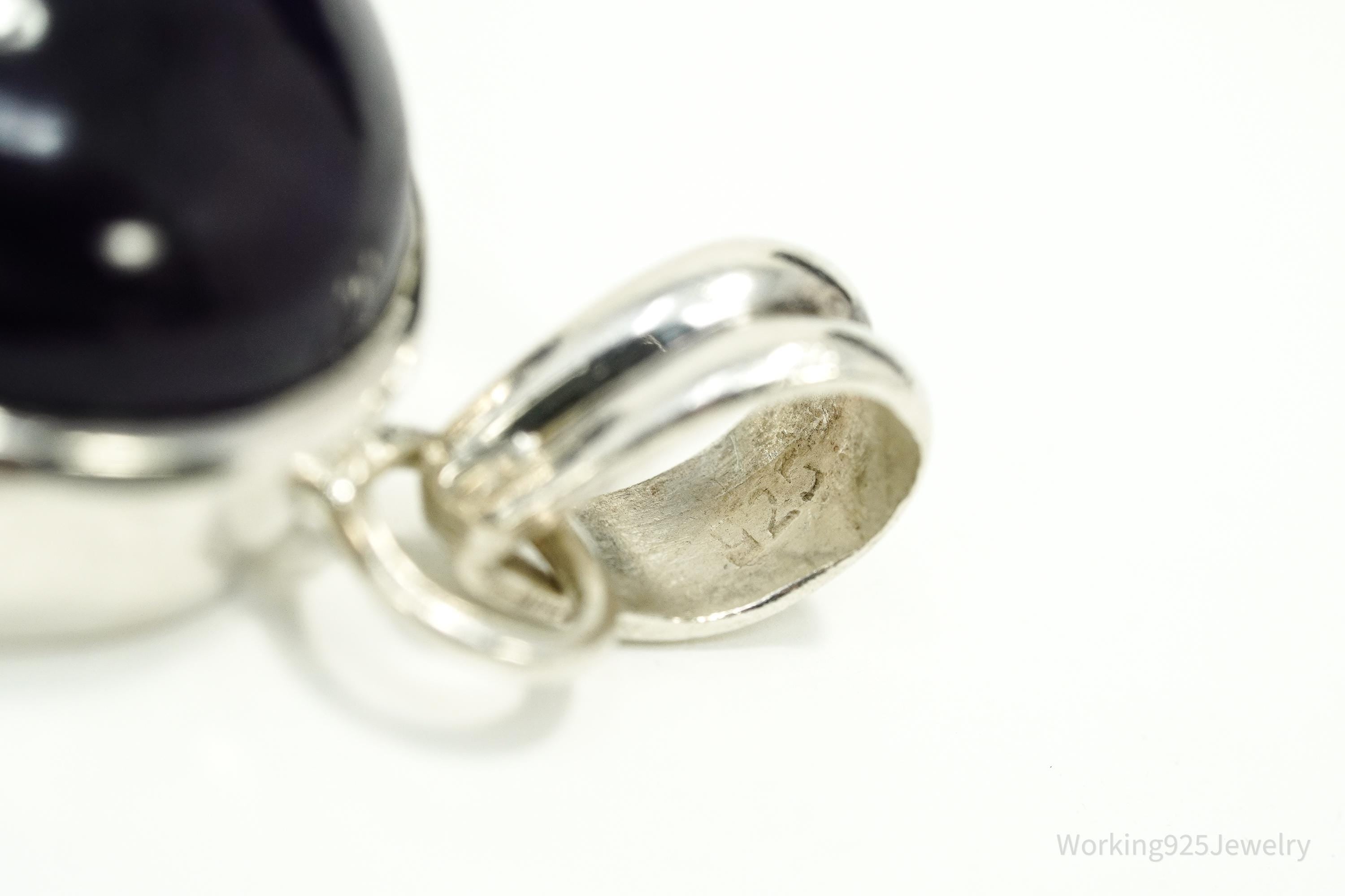 Vintage Large Amethyst Sterling Silver Pendant