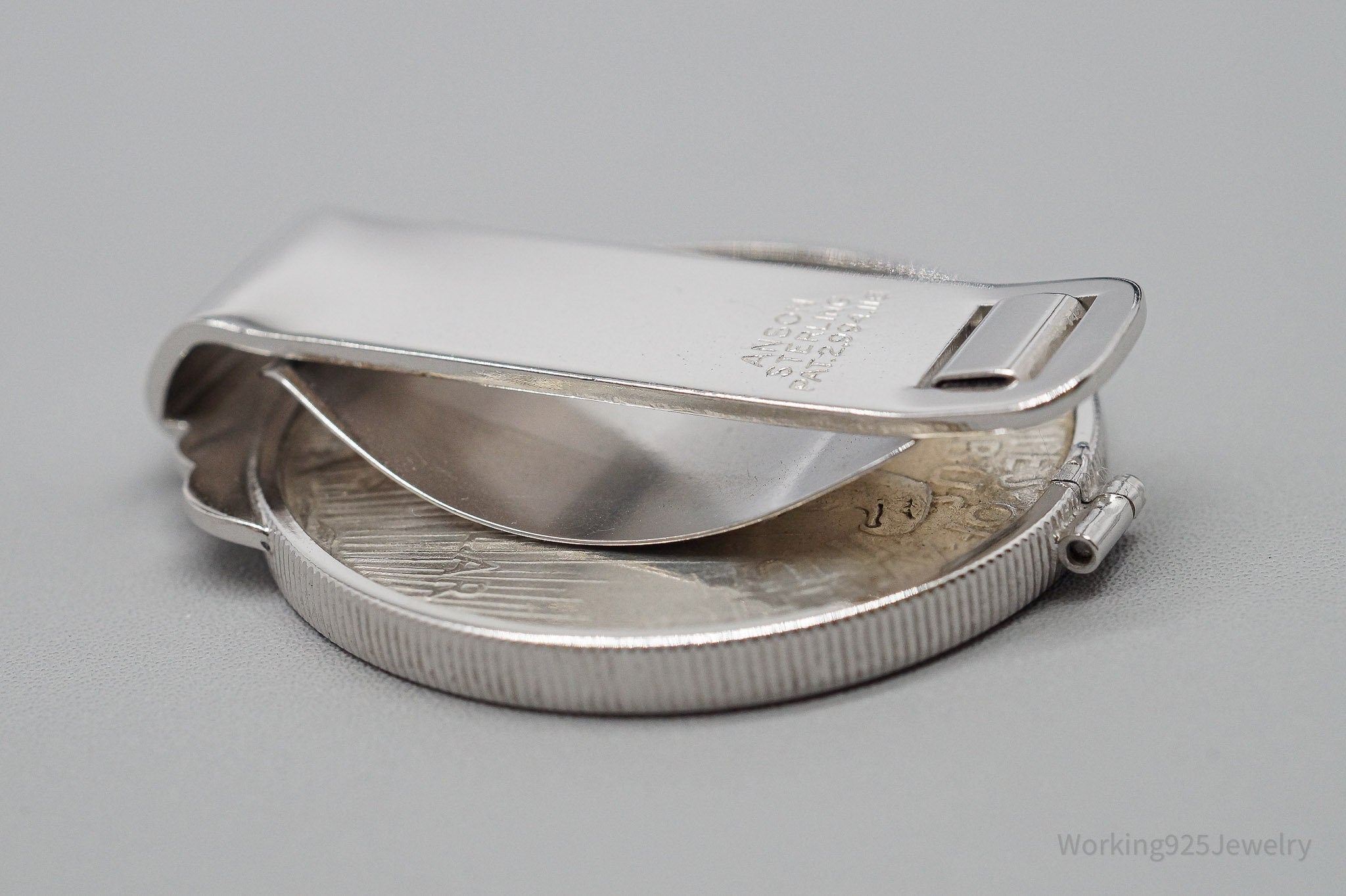 Antique Vintage Anson 1922 Peace Silver Dollar Coin Sterling Silver Money Clip