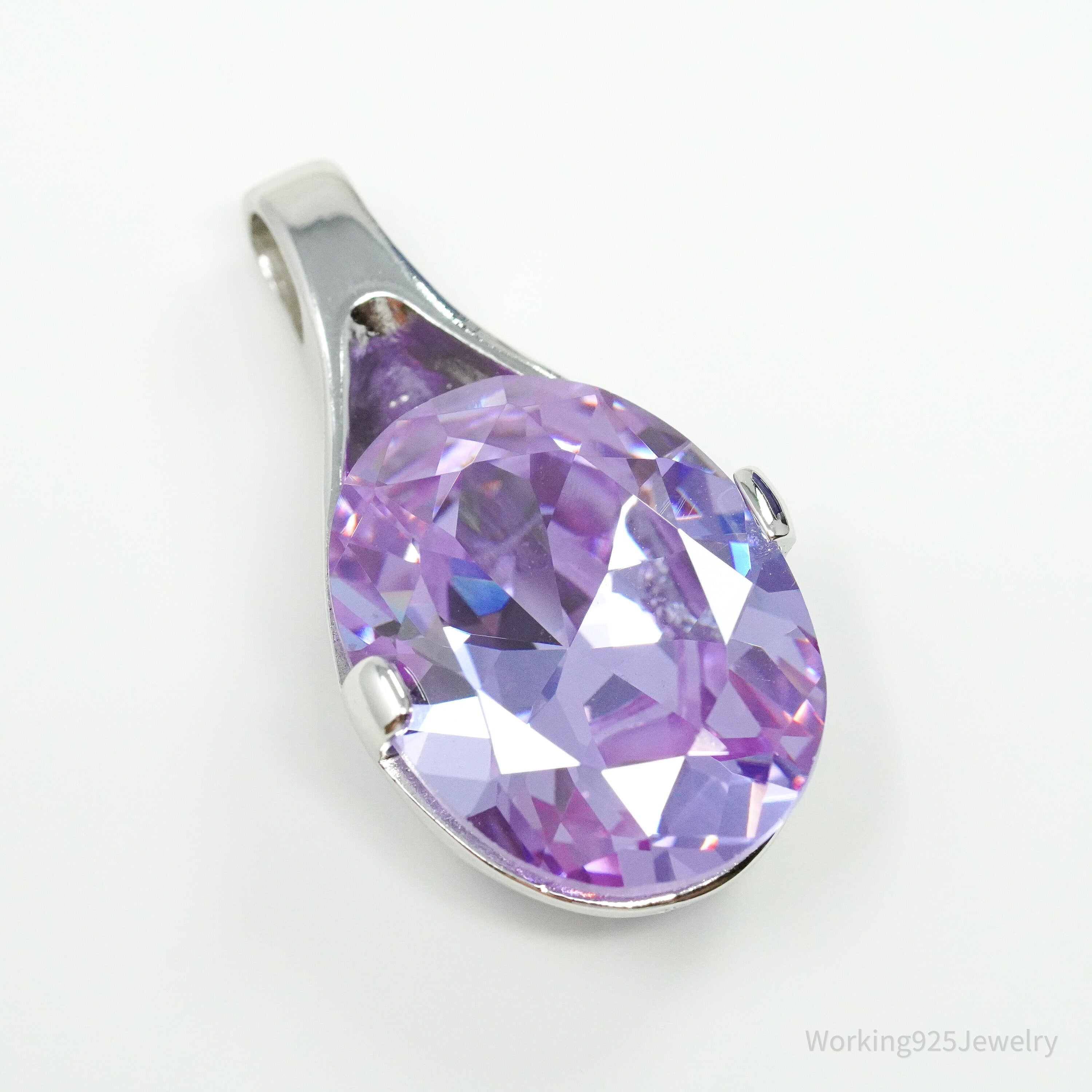 Vintage Purple Cubic Zirconia Sterling Silver Pendant