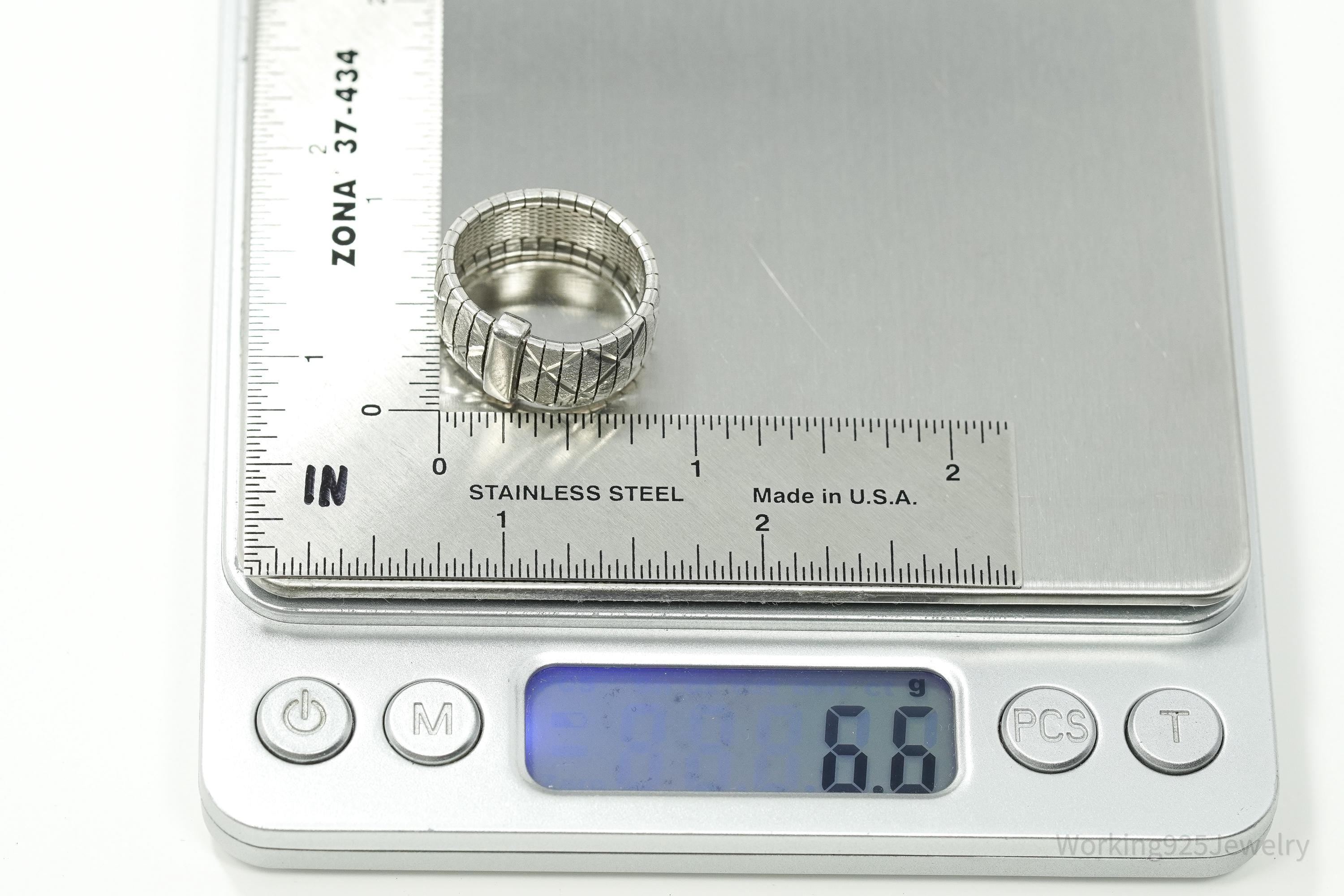 Vintage Italian REEB Sterling Silver Band Ring - Size 8.75