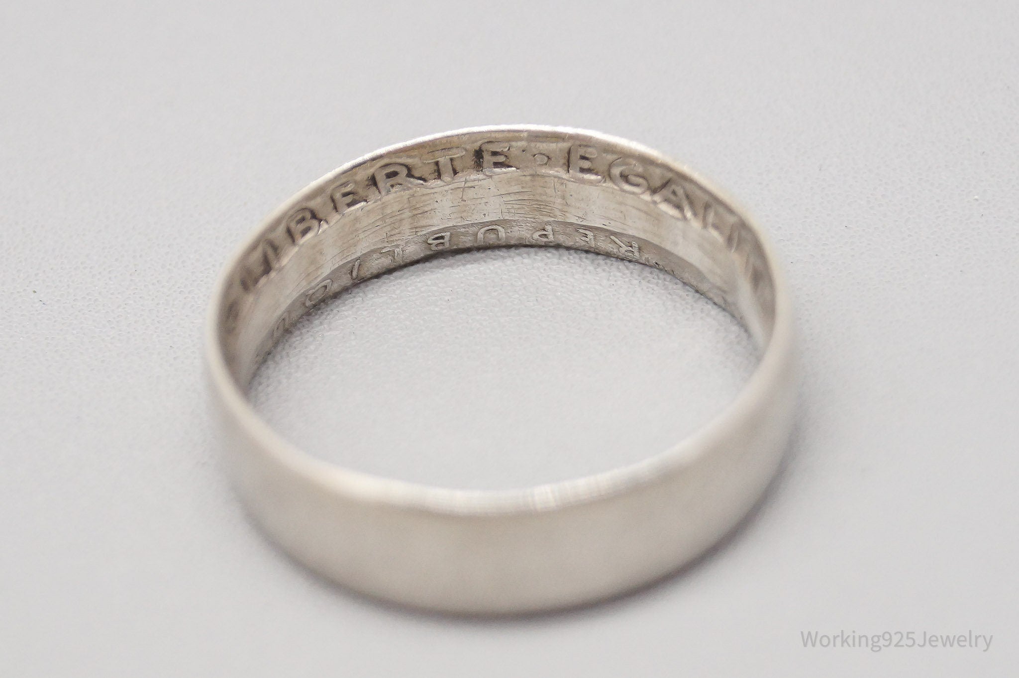 Antique 1915 2 Francs Silver Coin Turned Ring - Size 9.25