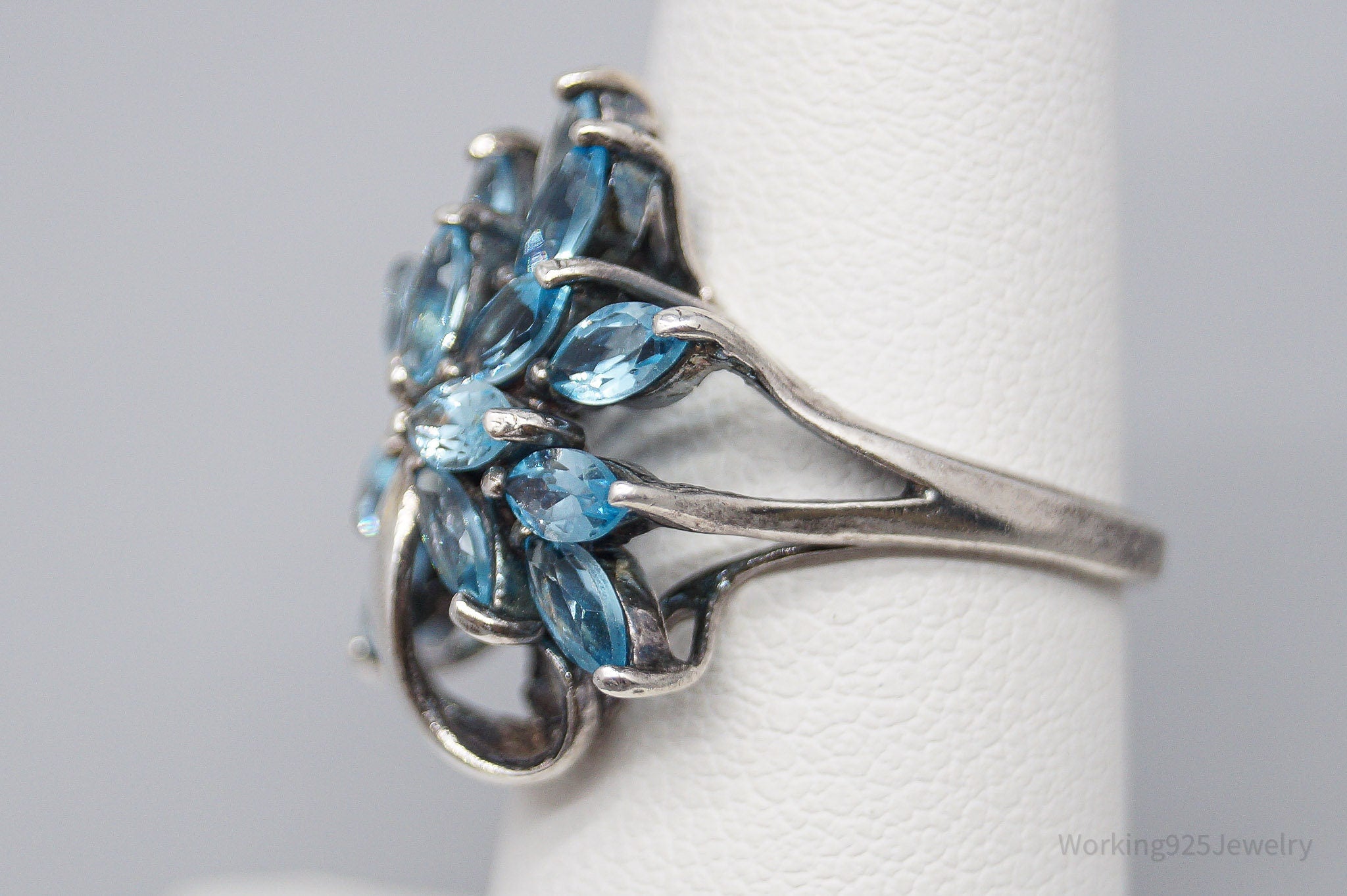 Vintage Blue Topaz Sterling Silver Ring - Size 6.25