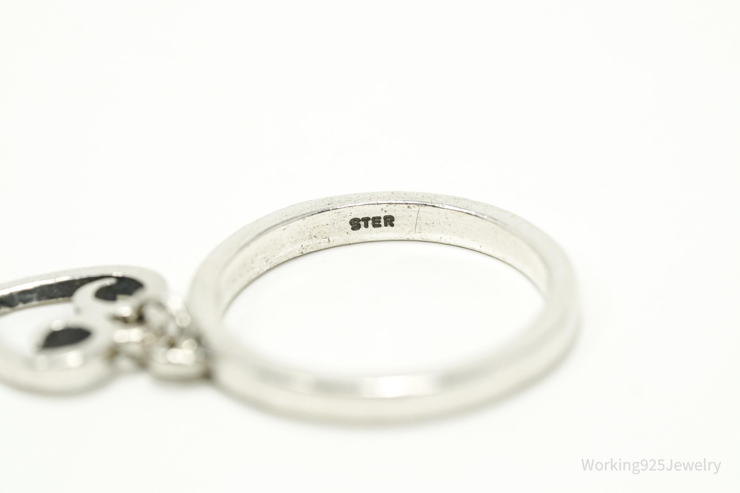 RARE Vintage JAMES AVERY Retired Scrolled Heart Charm Sterling Silver Ring Size 4.25