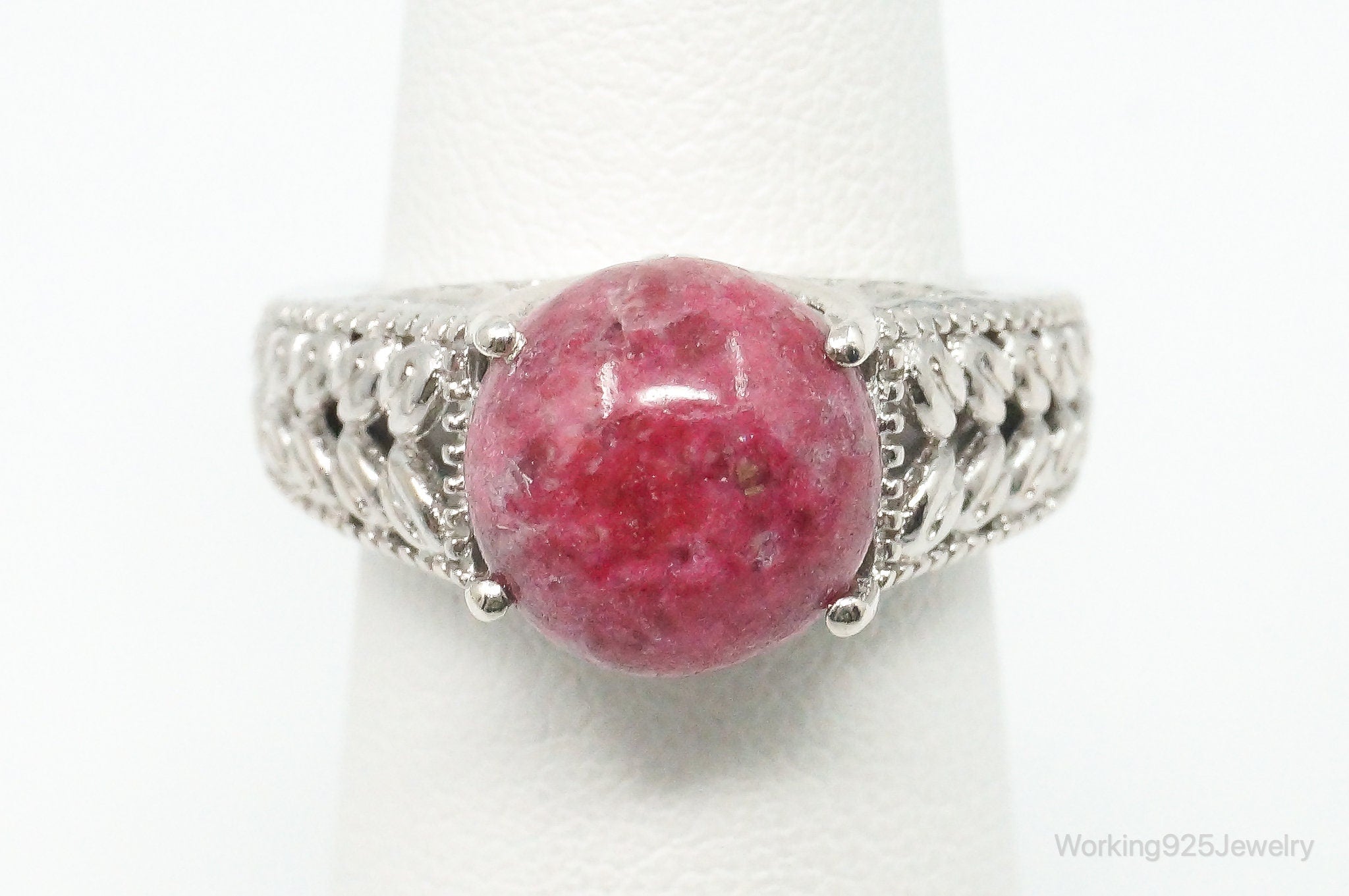 Vintage Rhodonite Sterling Silver Ring Size 5