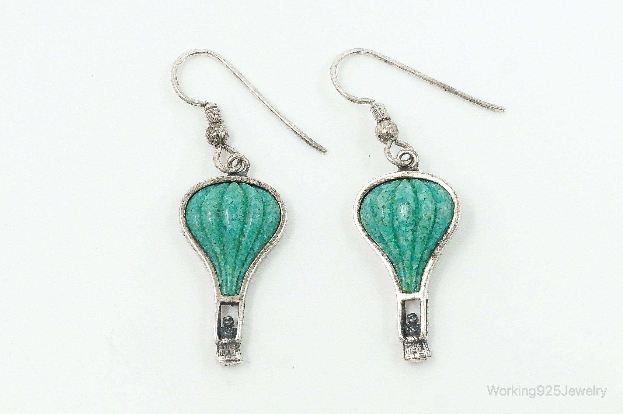 Western Carolyn Pollack Relios Hot Air Balloon Turquoise SterlingSilver Earrings