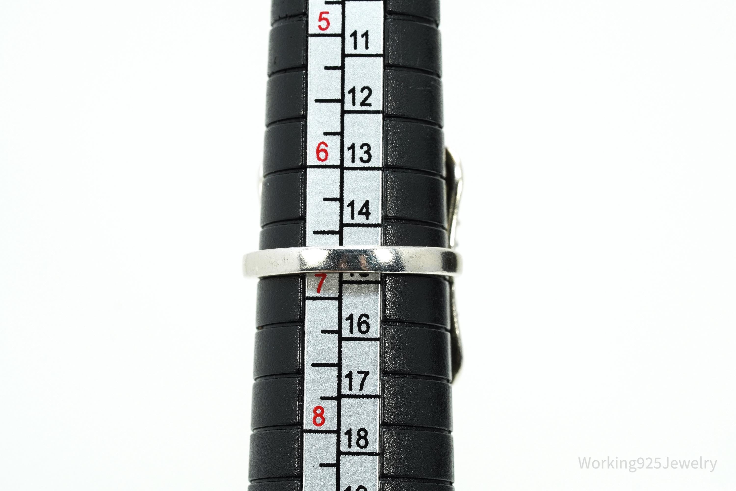 Vintage SJD Cubic Zirconia Sterling Silver Band Ring - Size 6.75