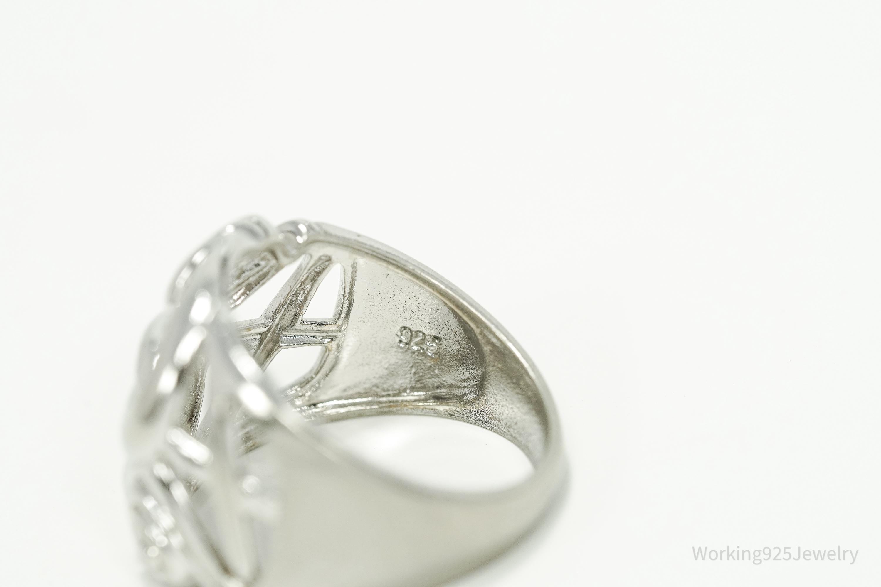 Vintage Ross Simons Art Deco Style Sterling Silver Band Ring - Size 7