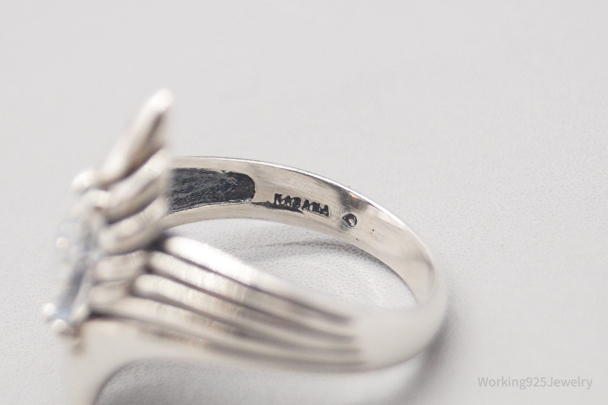 Vintage Designer Kabana Cubic Zirconia Sterling Silver Ring - Size 9