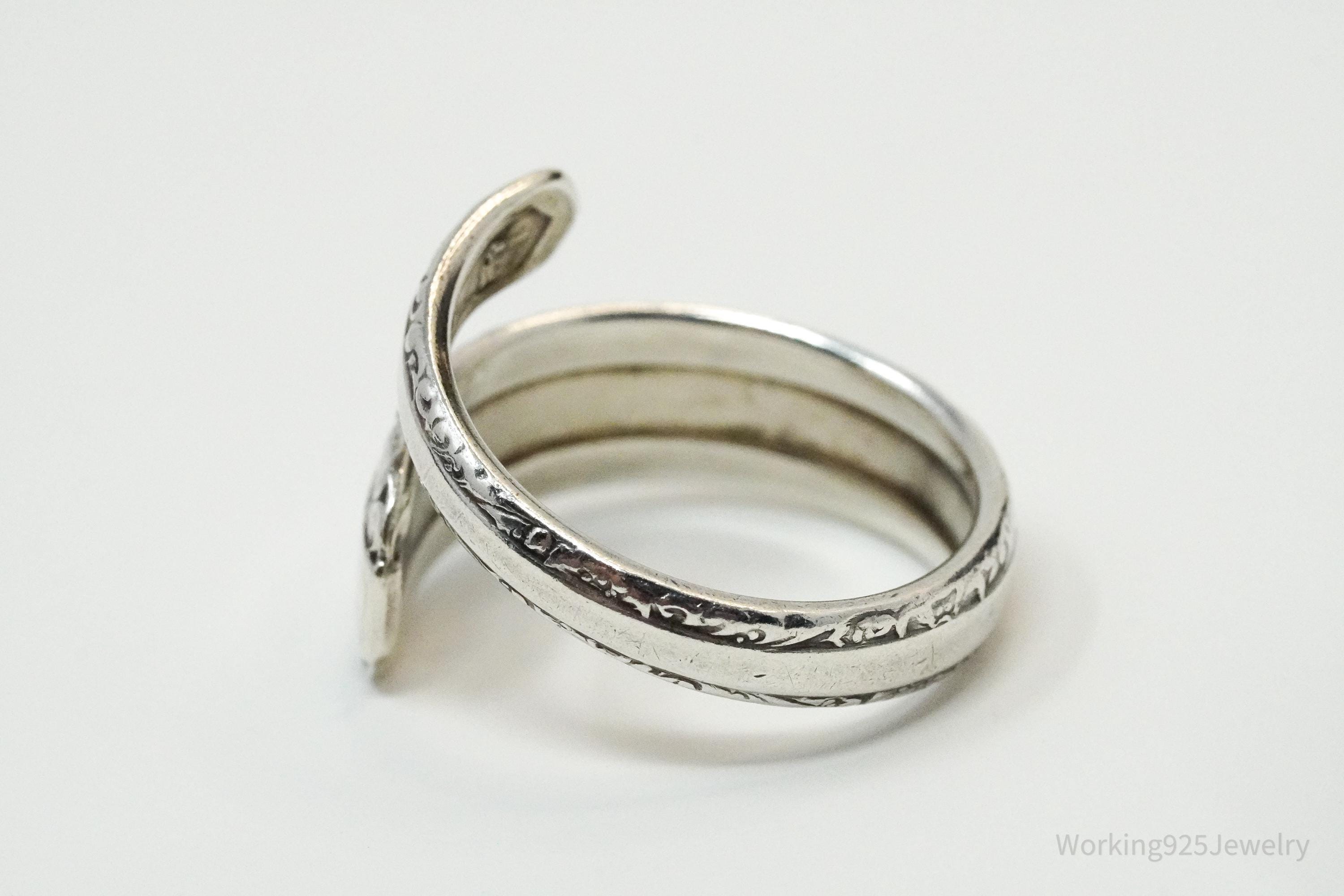 Antique TOWLE "Candlelight" Floral Sterling Silver Spoon Ring Size 8.5