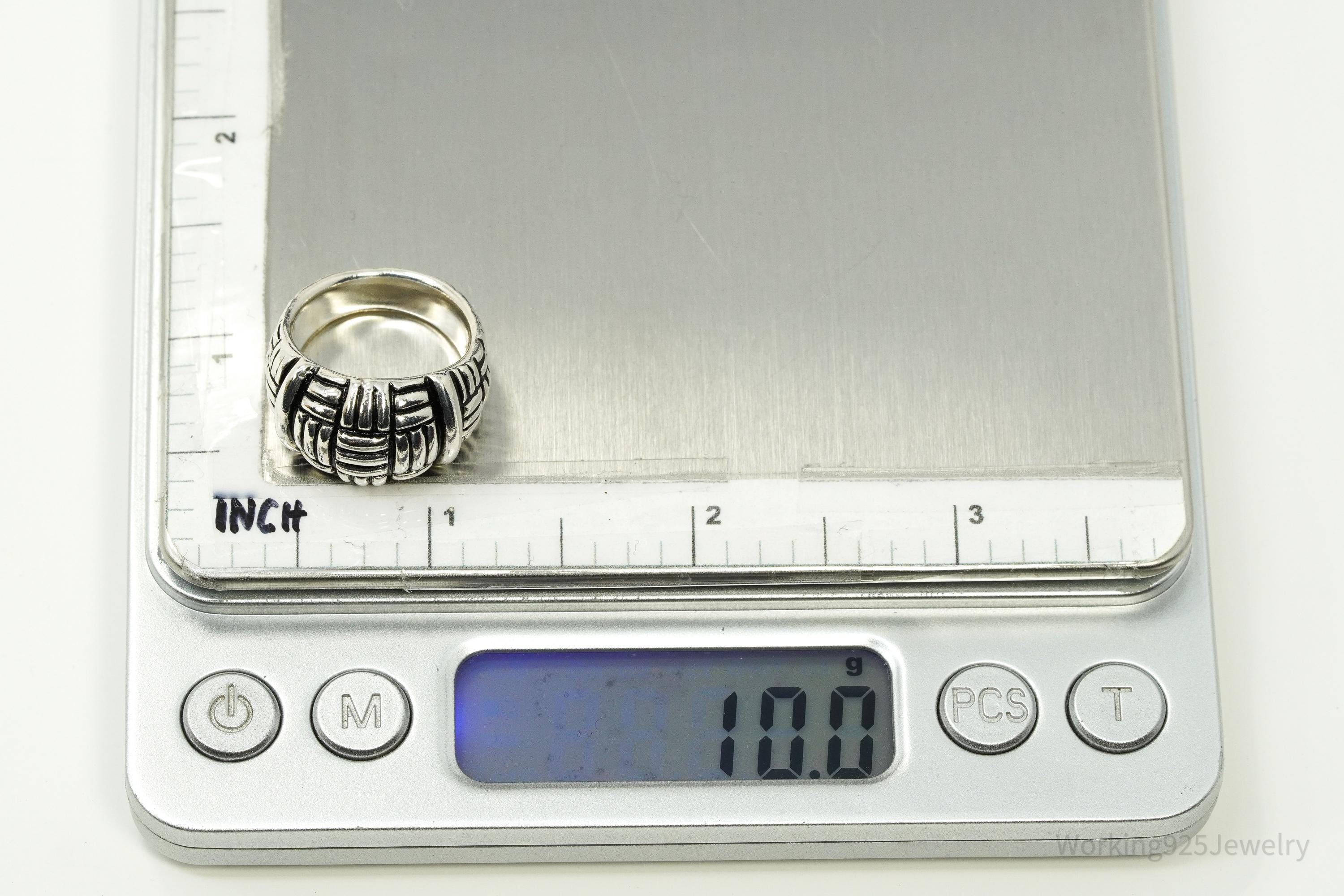 Vintage Joseph Esposito Sig Basket Weave Sterling Silver Band Ring - Size 6