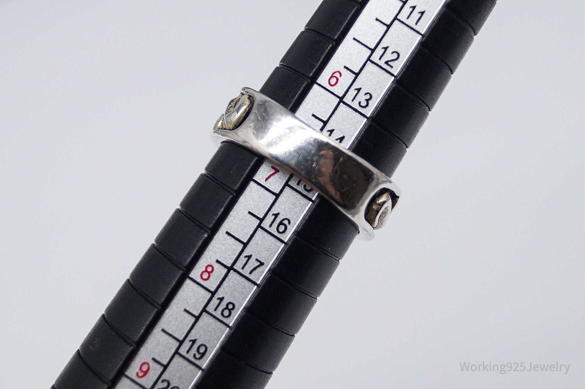 Vintage Flower Sterling Silver Band Ring Size 6.75