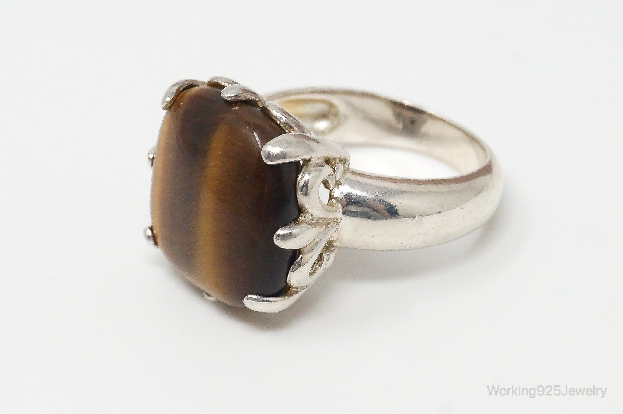 Vintage Tigers Eye Sterling Silver Ring Size 7