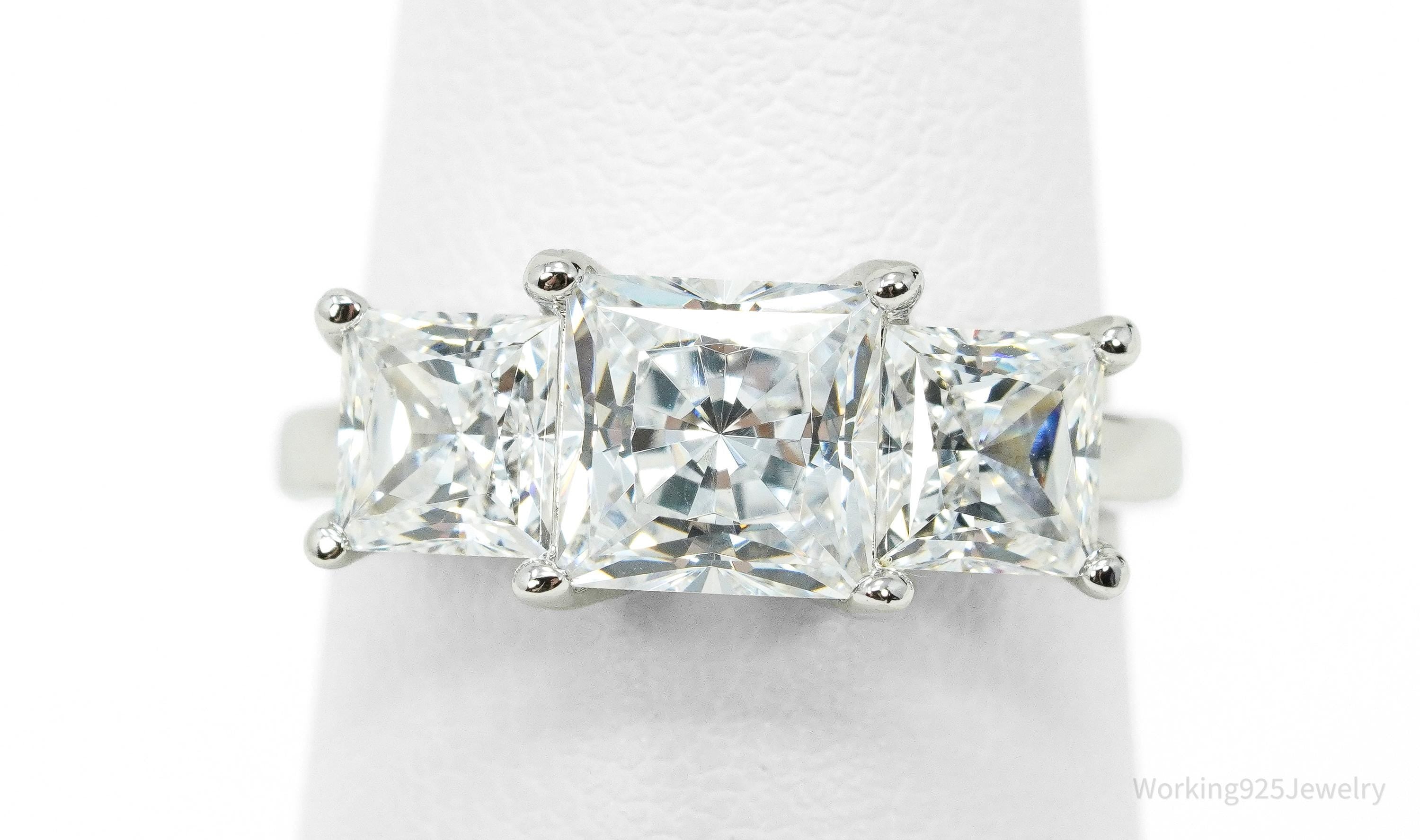 Vintage JCM White Diamonique Cubic Zirconia Sterling Silver Ring Size 6.25