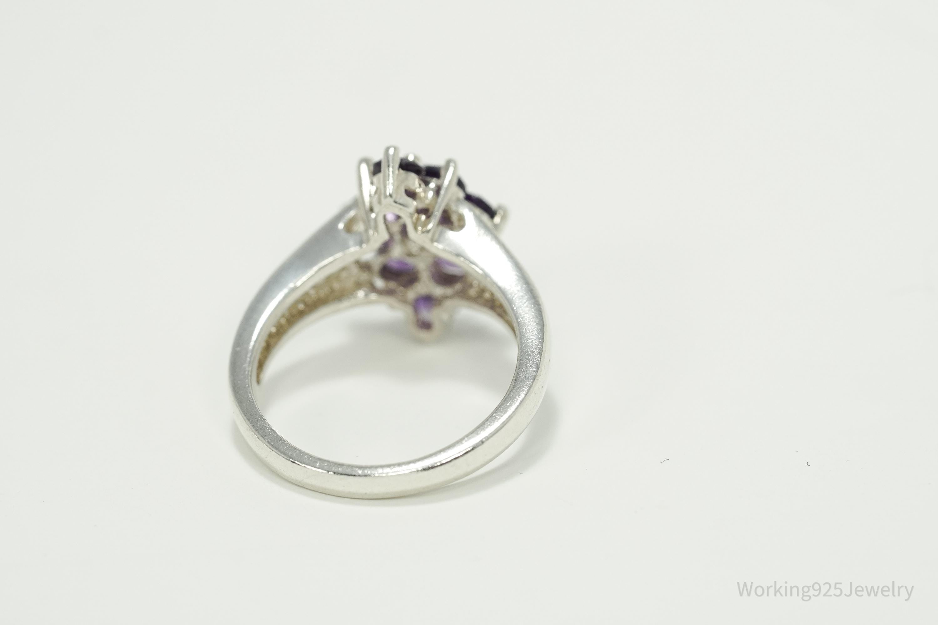 Vintage Amethyst Sterling Silver Ring - Size 6.75