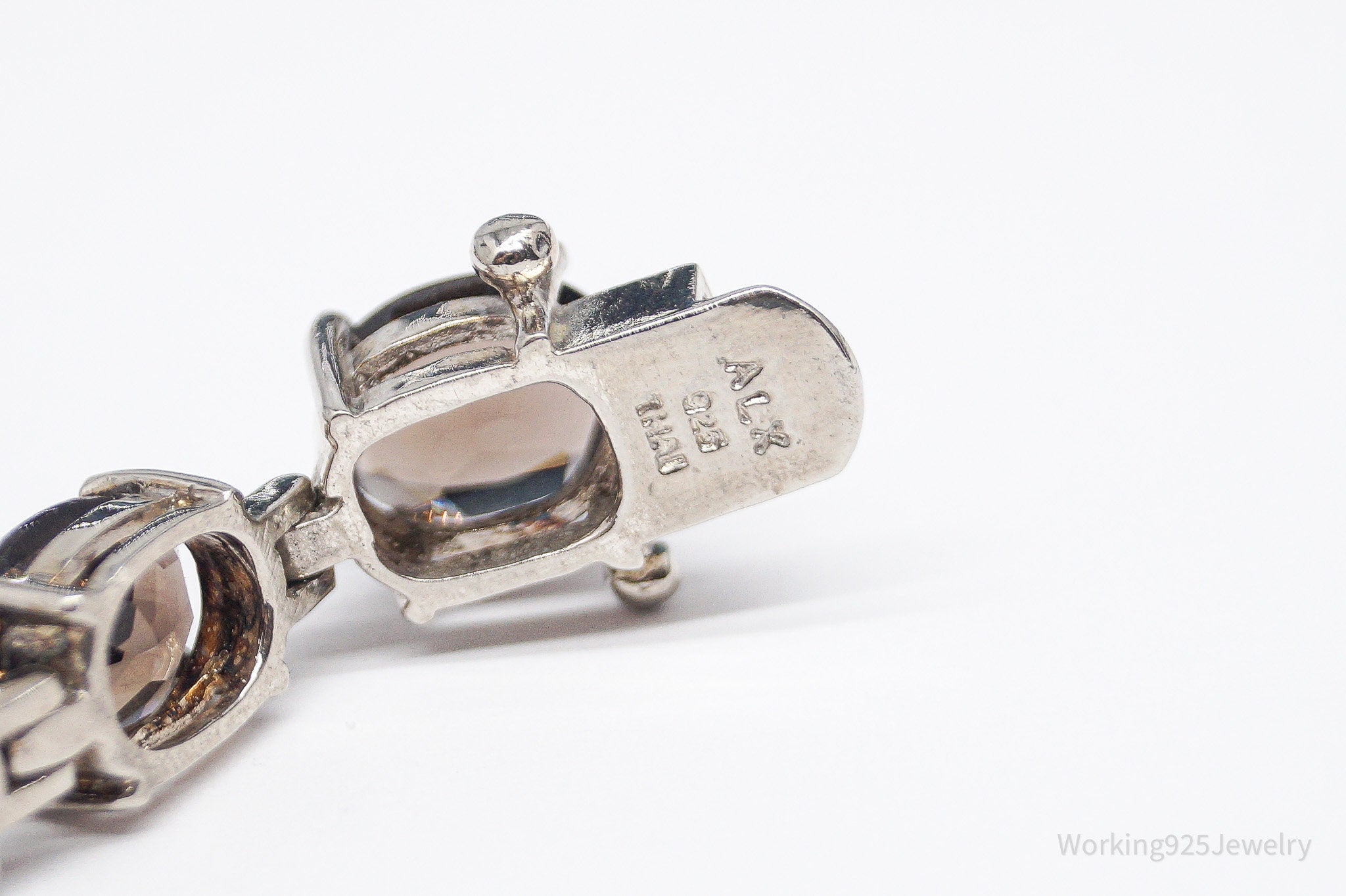 Vintage ALX Smoky Quartz Sterling Silver Bracelet 8"