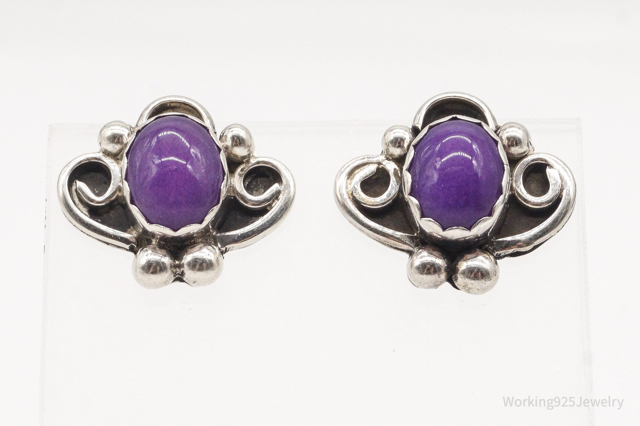 Vintage Native American Sugilite Sterling Silver Earrings